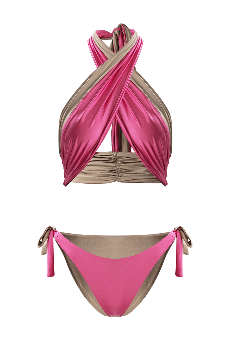 Movom Women's Pink / Purple Zuni Criss Cross Bikini In Pink/purple