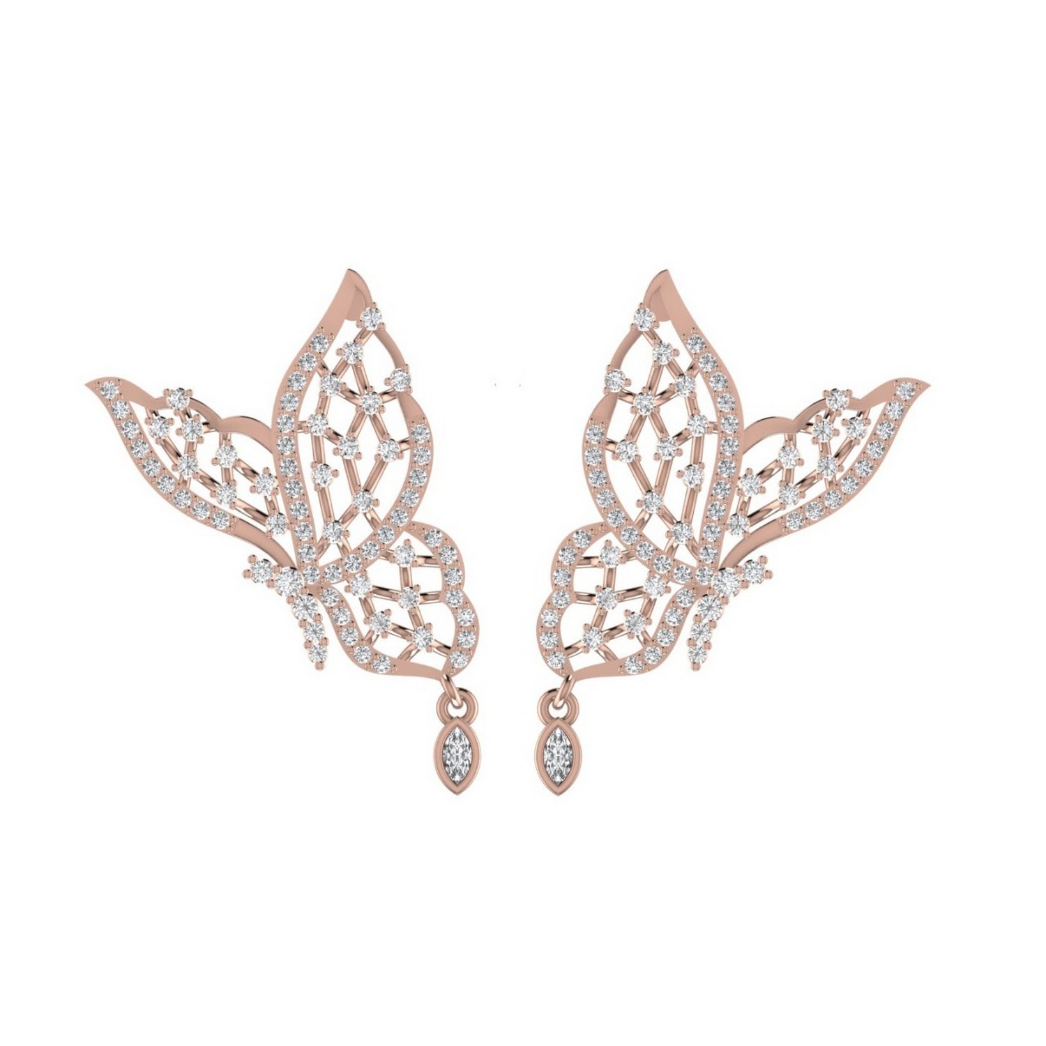 Women’s Gold Butterfly Diamond Earrings Half Carat Cervin Blanc