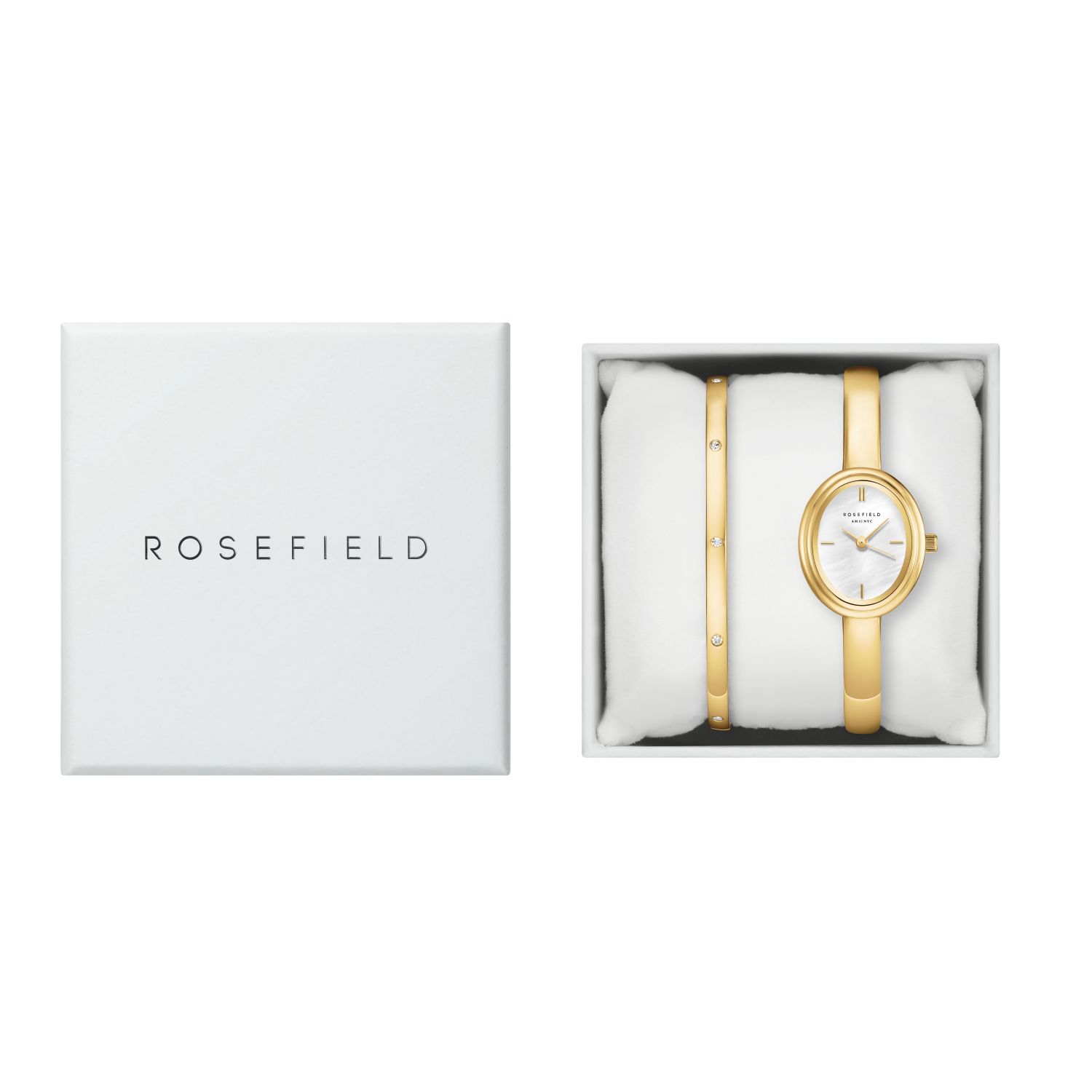 Rosefield Gold  Studio Bangle Ladies Watch With Crystal Bangle Gift Set