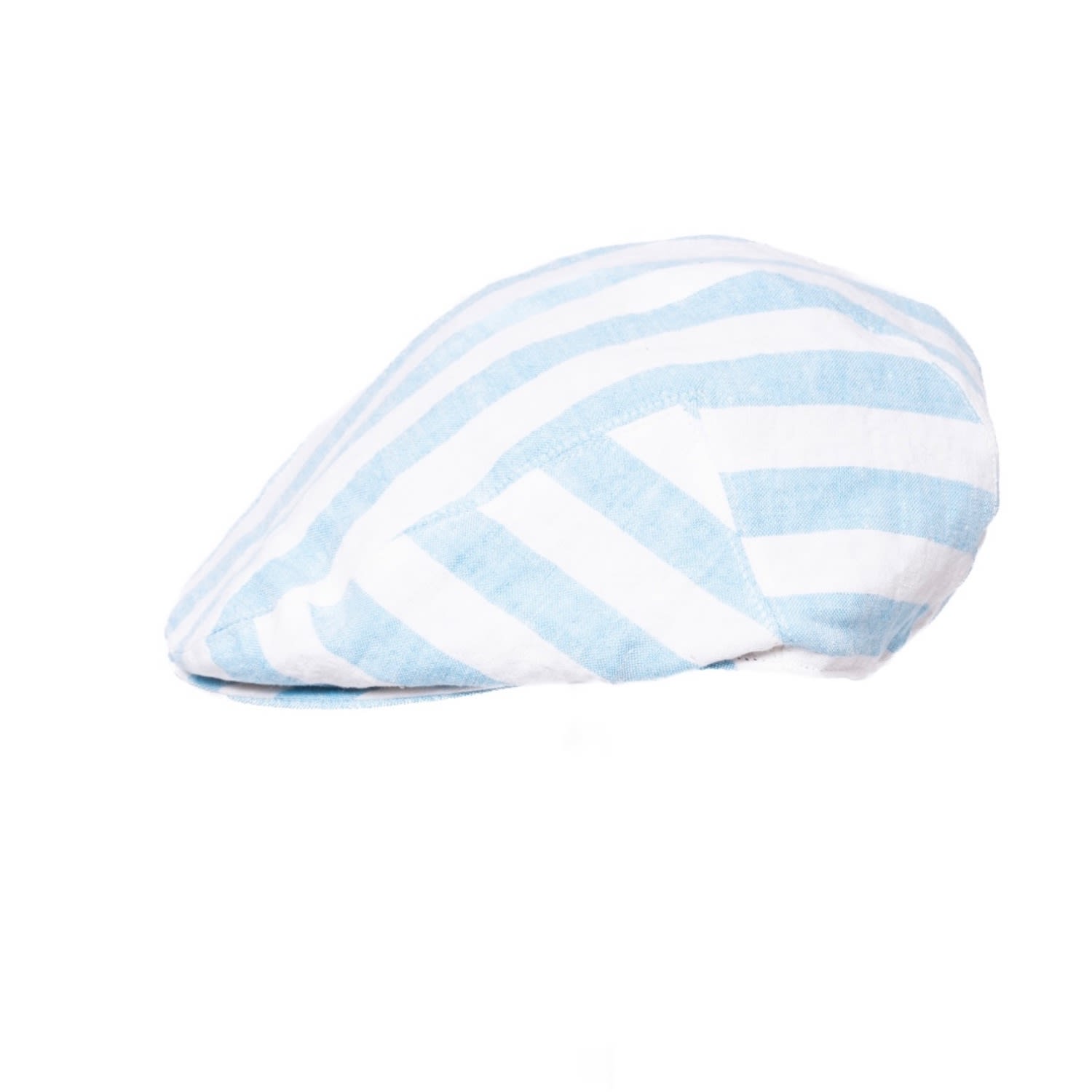 Men’s Fitted Cap Sky Blue Stripes Linen 62Cm Anthony Peto