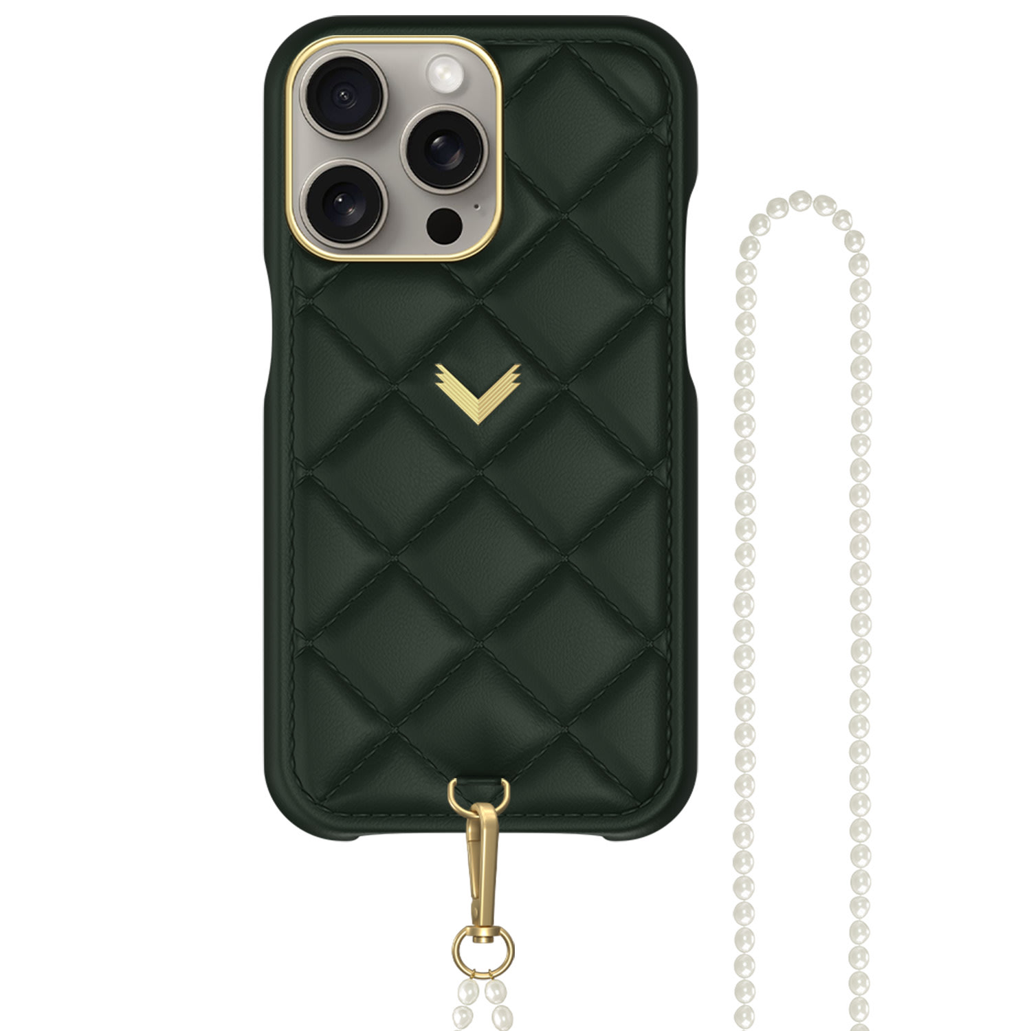 Velante Calf Leather Phone Case, Kanda Texture, Purity Edition, Gold, British Green In Green