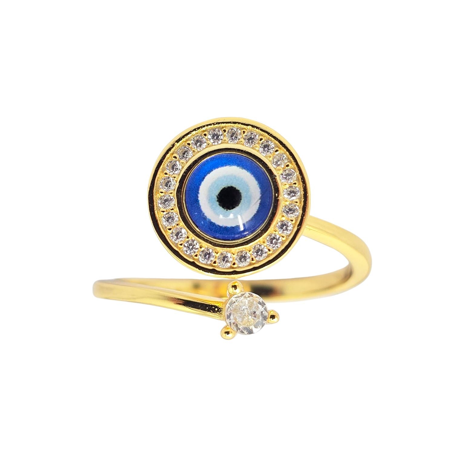 Harfi Women's Evil Eye Fidget Spinner Friendship Gold Plated Ring