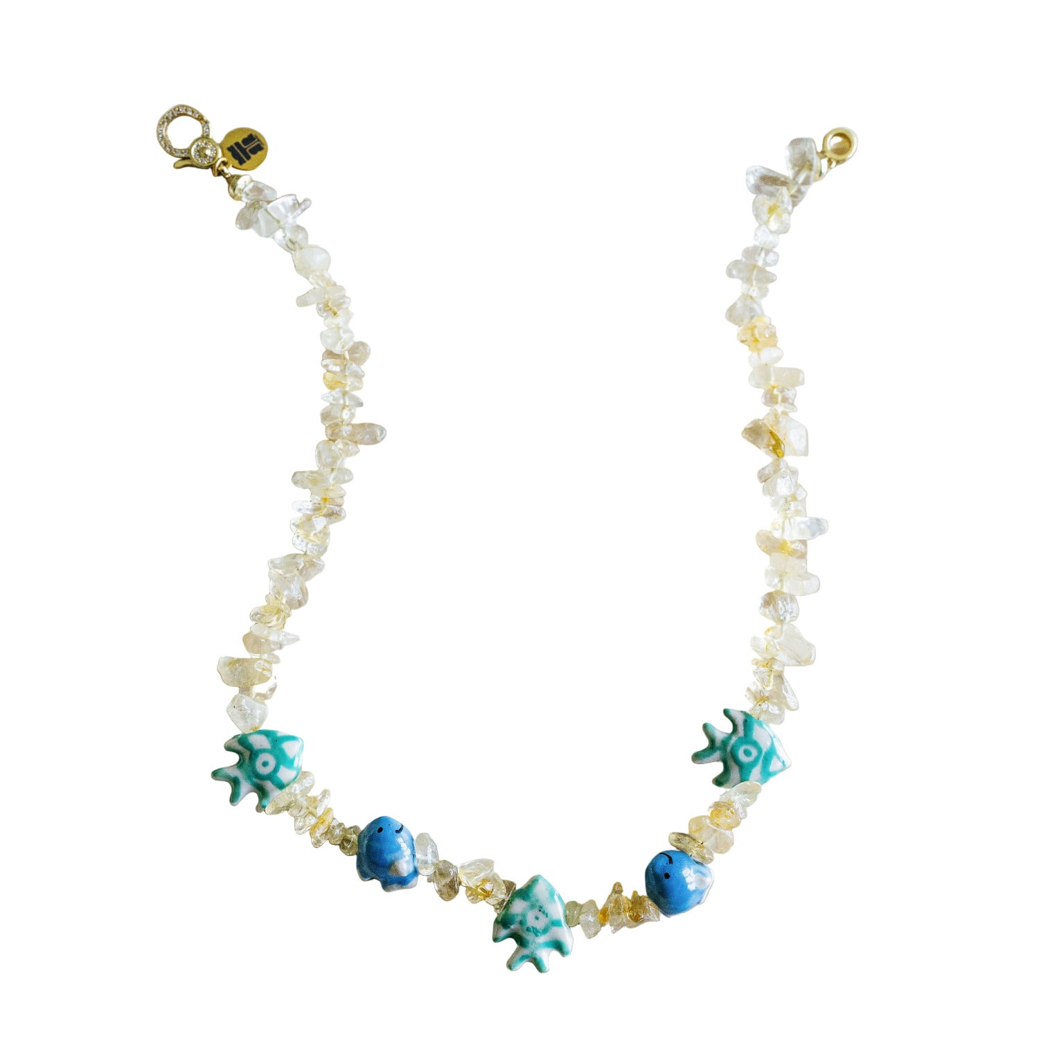 Taylor Reese Women's Blue / White / Yellow Citrine Fish Necklace In Multi