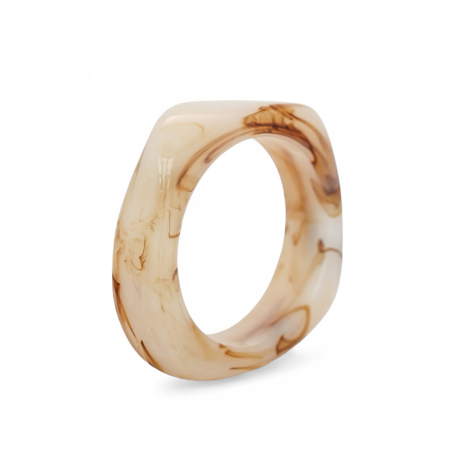 Miss Cecilia Women's Neutrals Sculpted Square Bangle In Beige In Sand