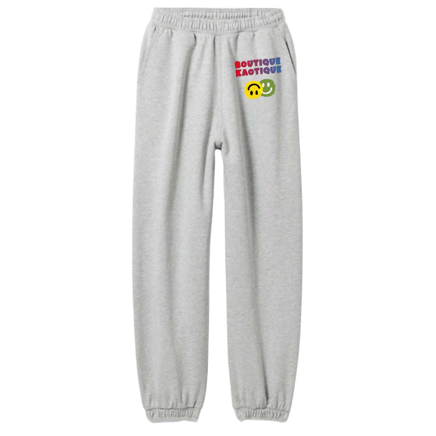 Boutique Kaotique Women's Grey Happy Happy Organic Cotton Sweatpants. In Grey