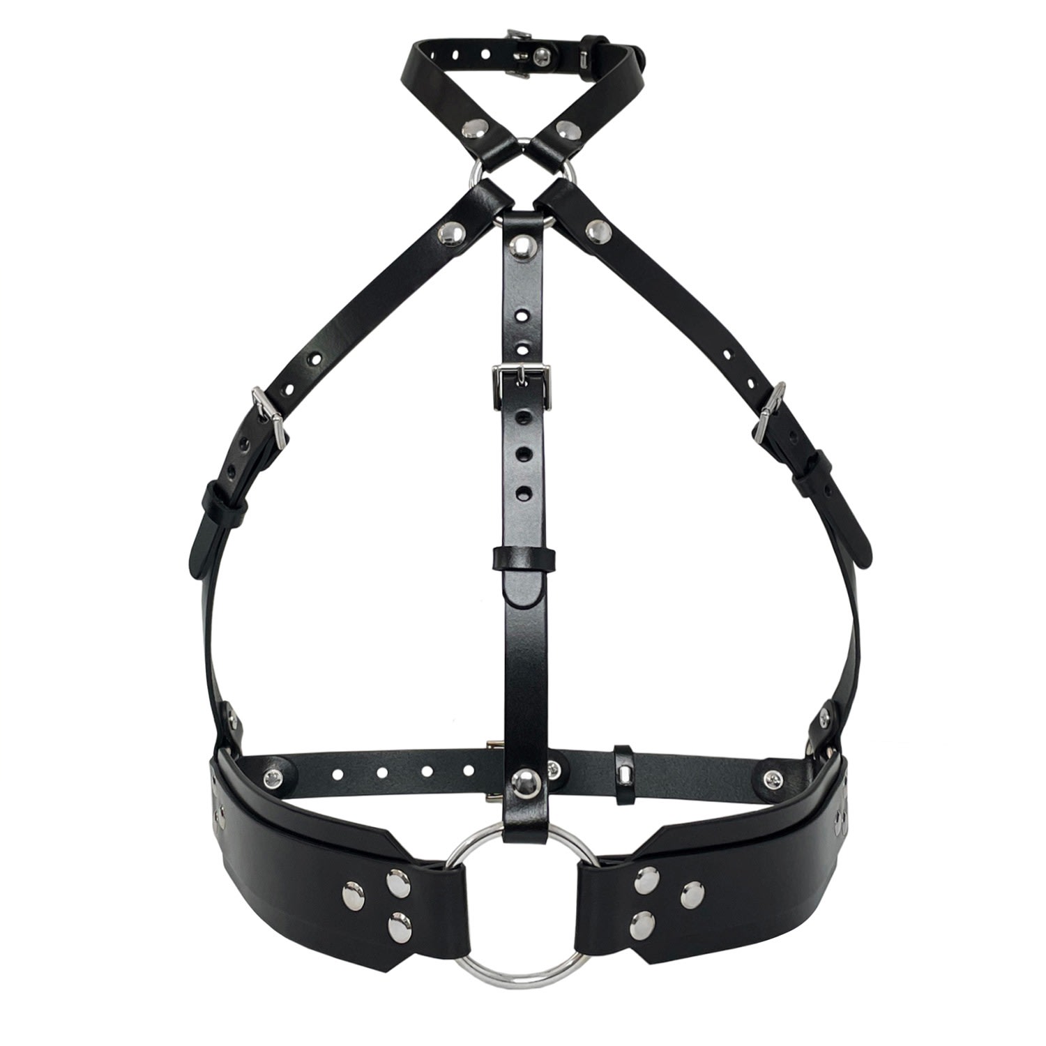 Haute Cuir Women's Black Overbust Leather Harness