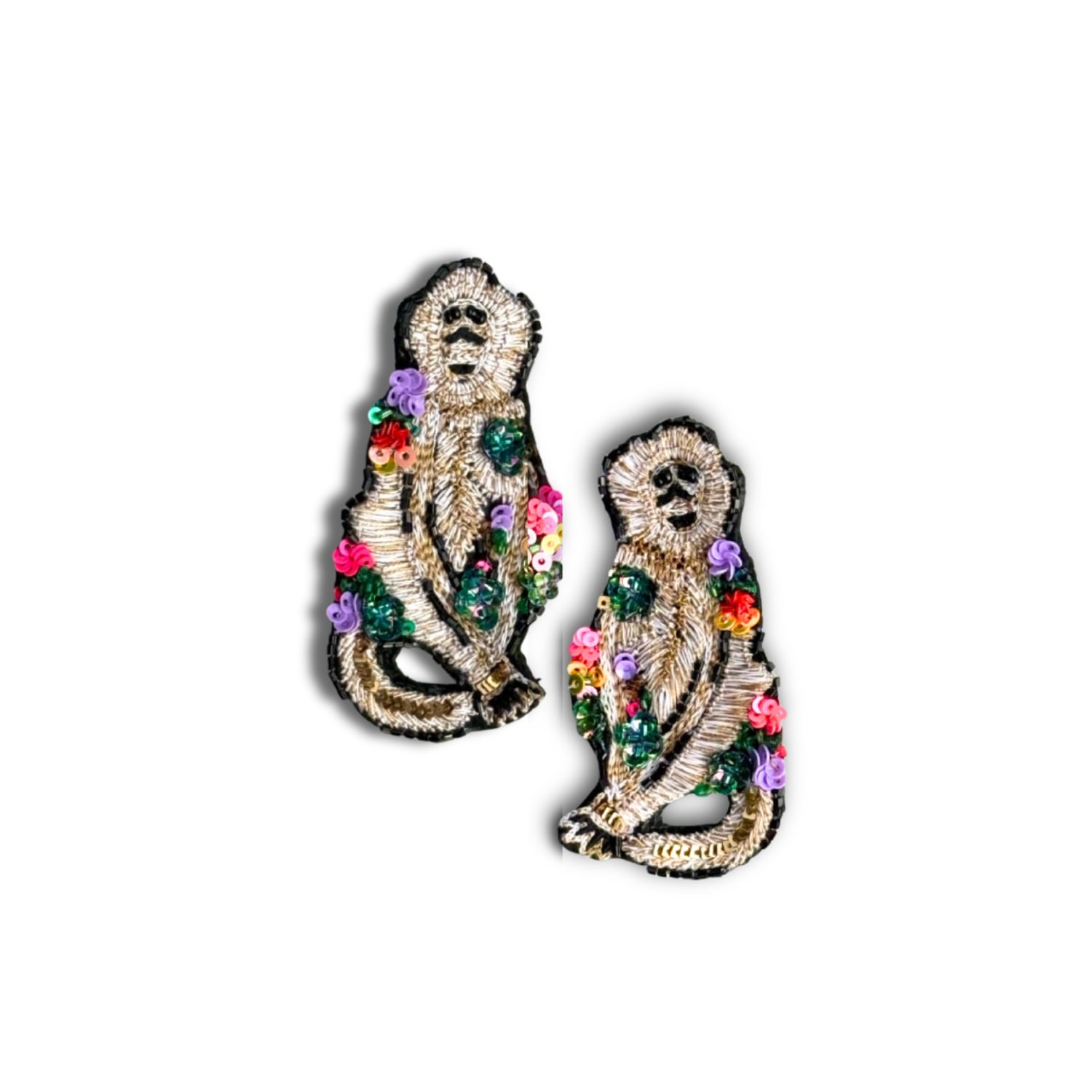 Simitri Women's Monkey Earrings In Green/pink/purple/red