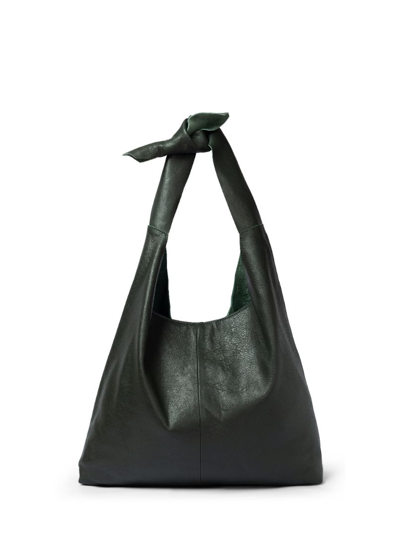 Risa Vancouver Women's Knot Leather Shoulder Bag Hunter Green