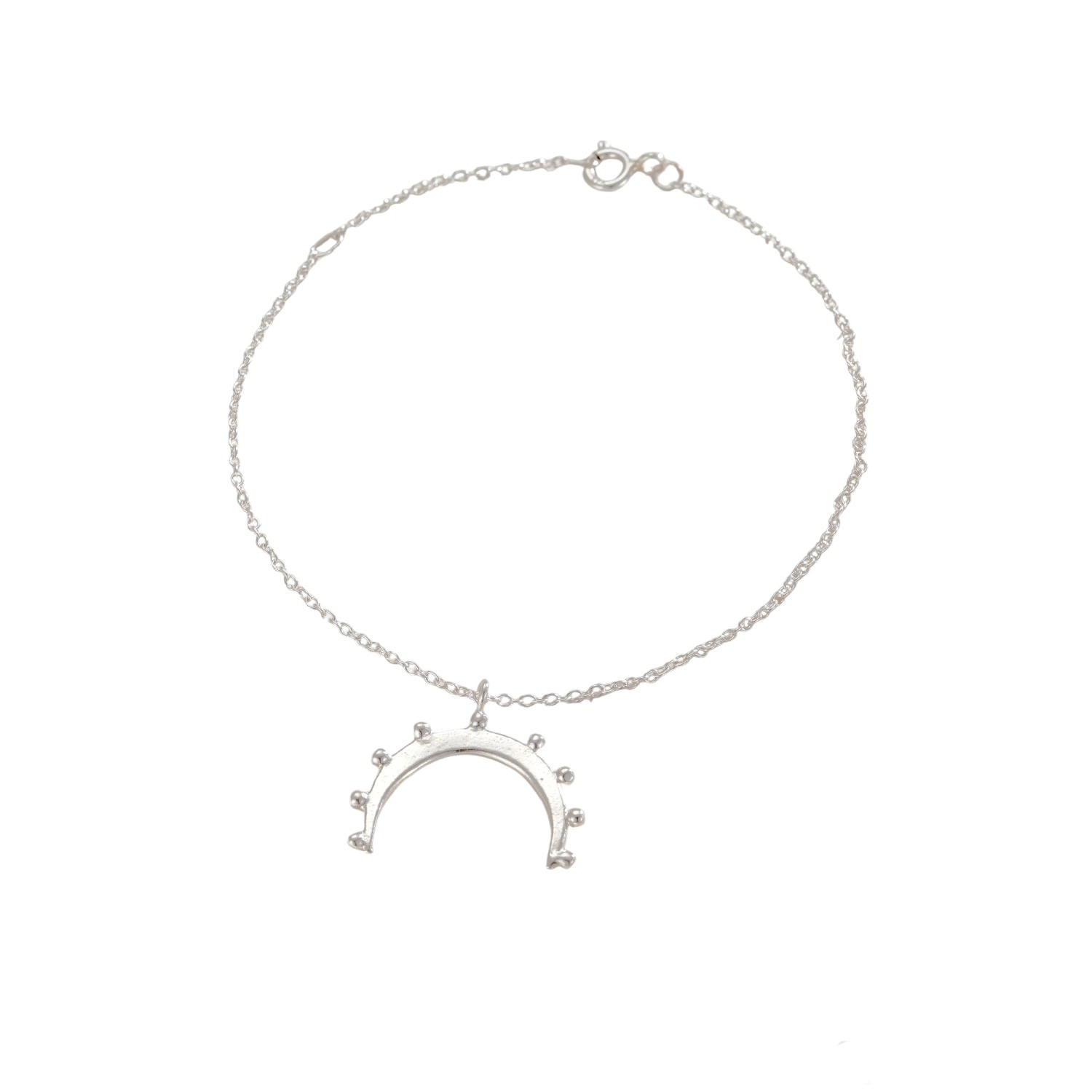 Posh Totty Designs Women's Sterling Silver Crown Horn Charm Bracelet
