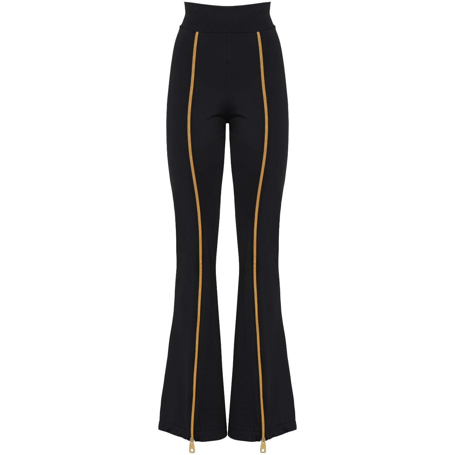 Antoninias Women's Zipnisa Elegant High Waisted Pants With Golden Zip In Black