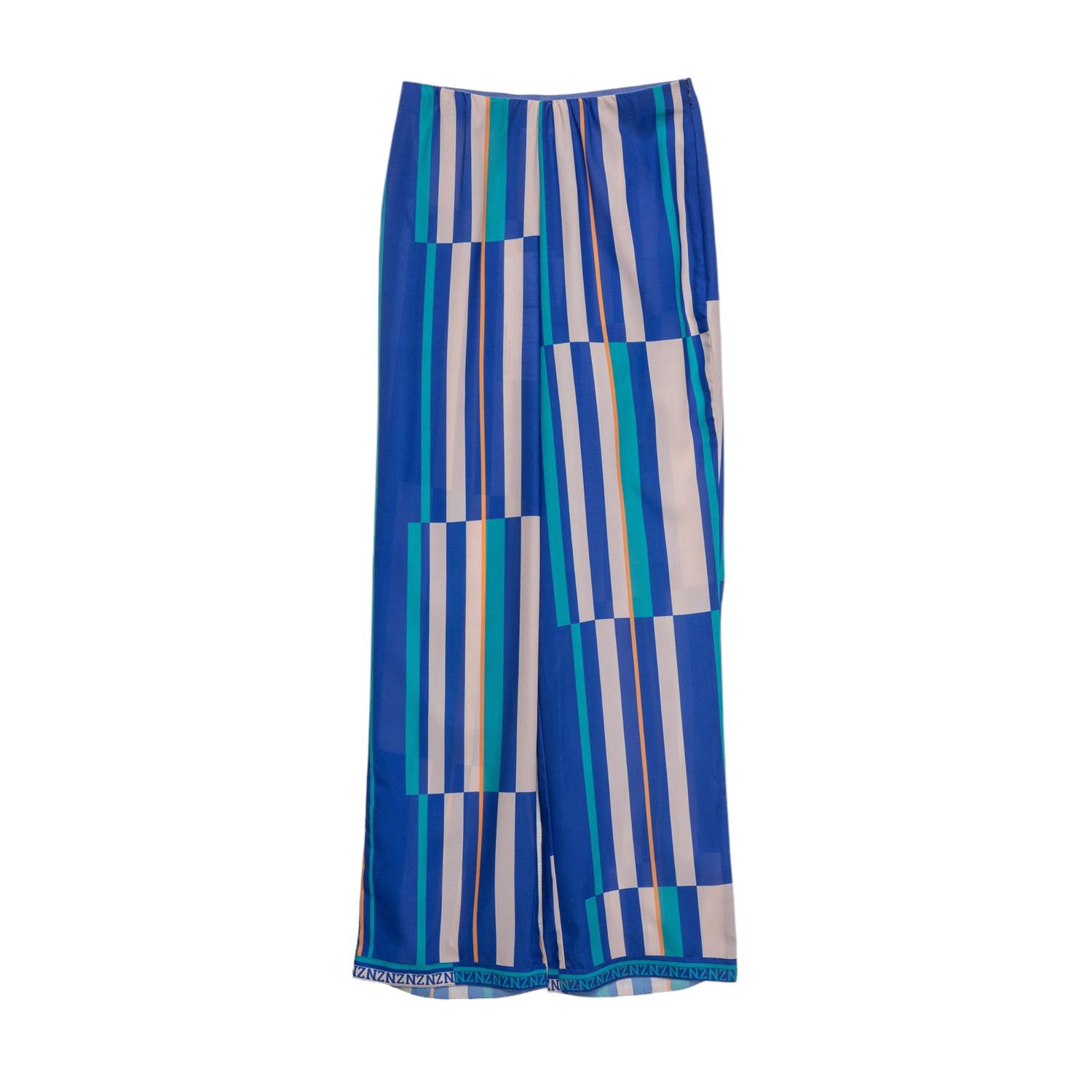 Women’s Blue Straight Pants With Side Slits Extra Large Niza