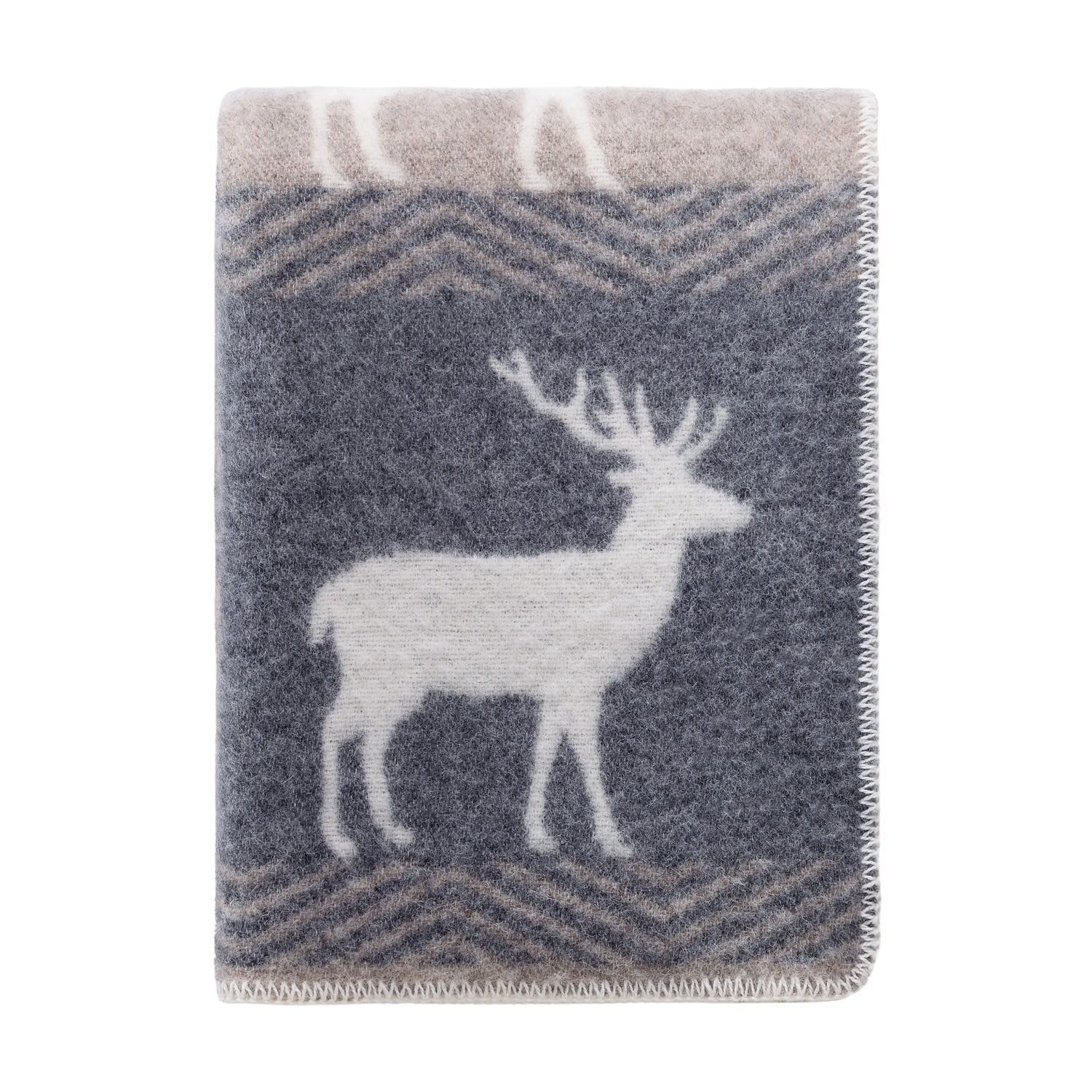 Grey / Brown Deer Wool Blanket J. j.textile
