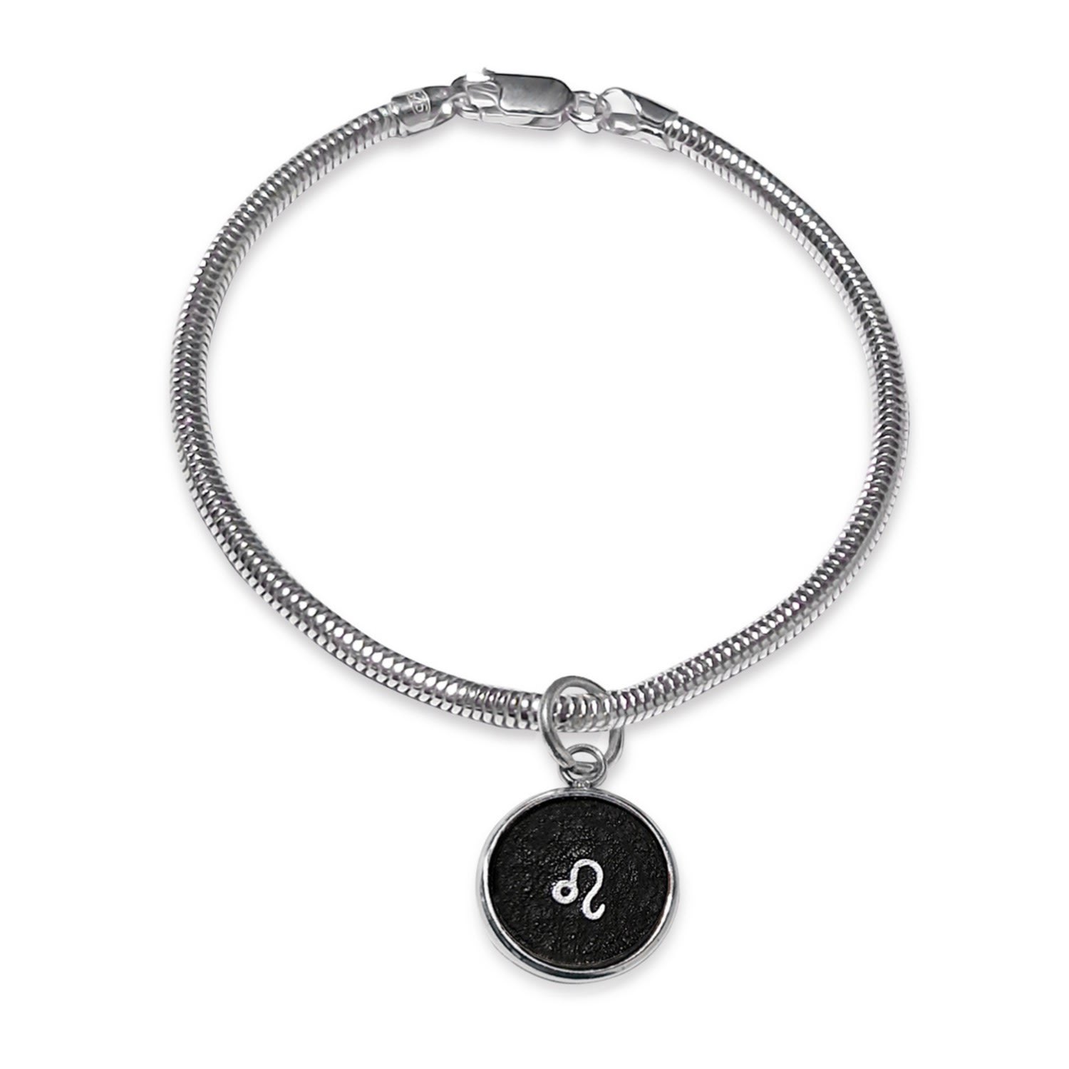 Women&rsquo;s Leo Zodiac Astrolab Leather & Sterling Silver Bracelet | N&rsquo;damus London
