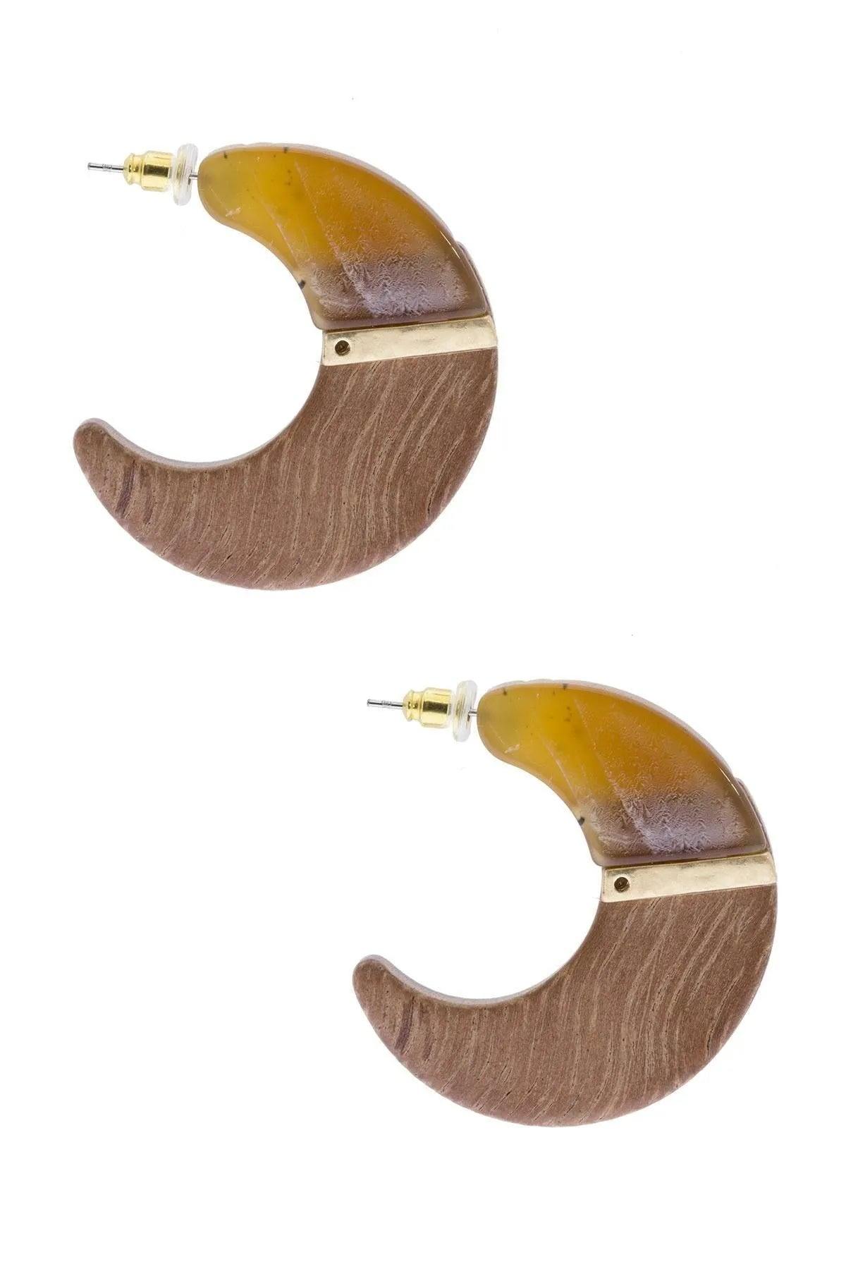 Saachi Women's Brown Flat Wooden Crescent Earrings In Brown