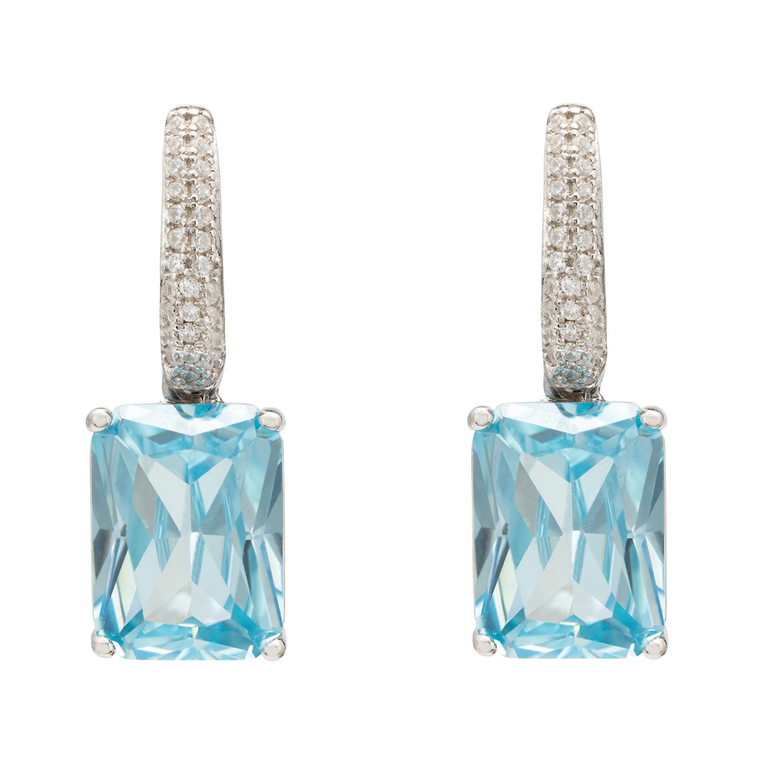 Women’s Blue / White / Silver Alexandra Rectangle Drop Earrings Silver Blue Topaz Latelita