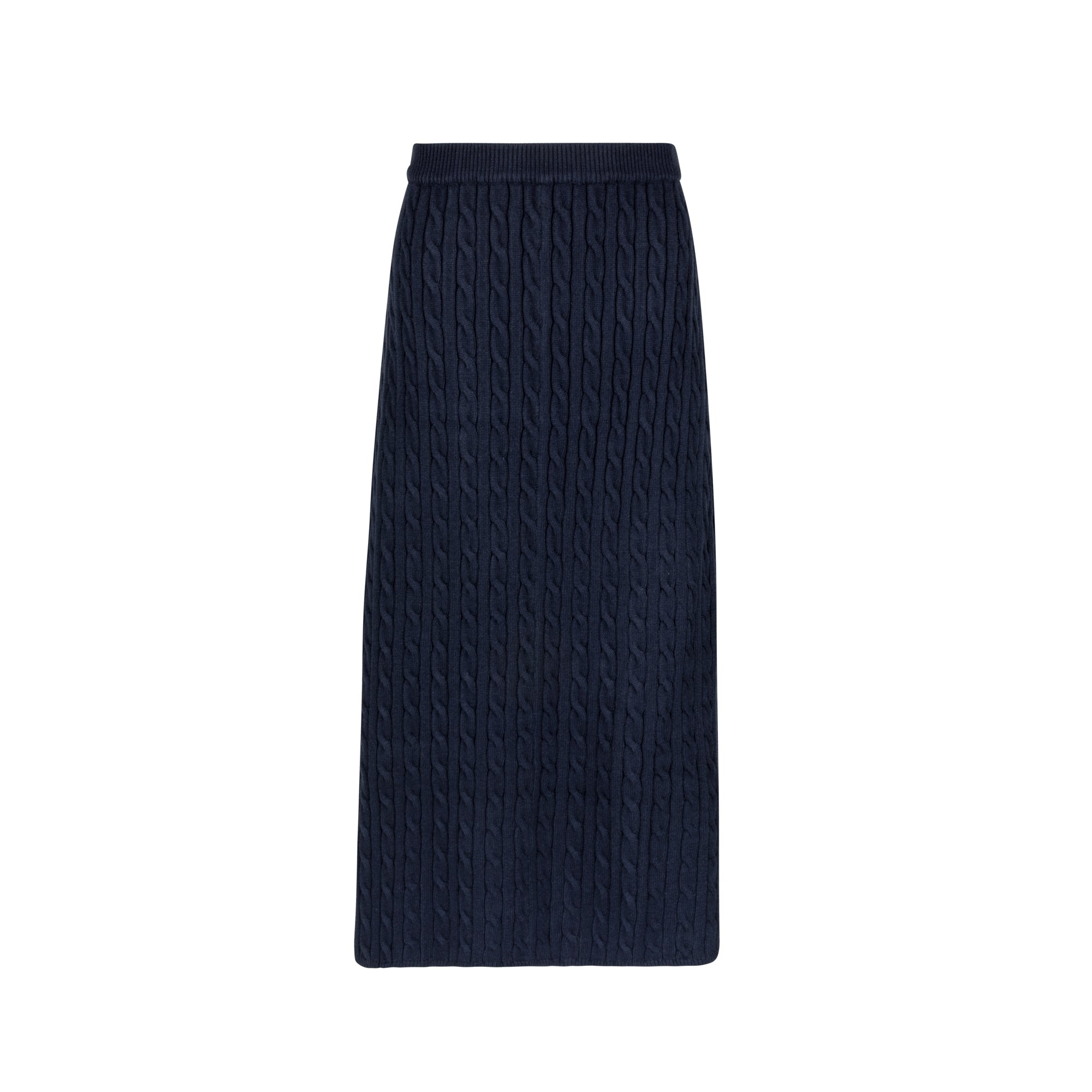 Loup Clothing Women's Blue Cable Knit Midi Skirt Navy In Black