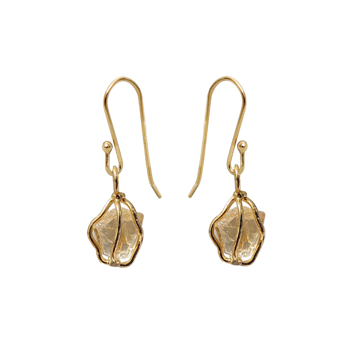 Women’s Gold / Yellow / Orange Citrine Raw In Cage Earrings Mirabelle Jewellery