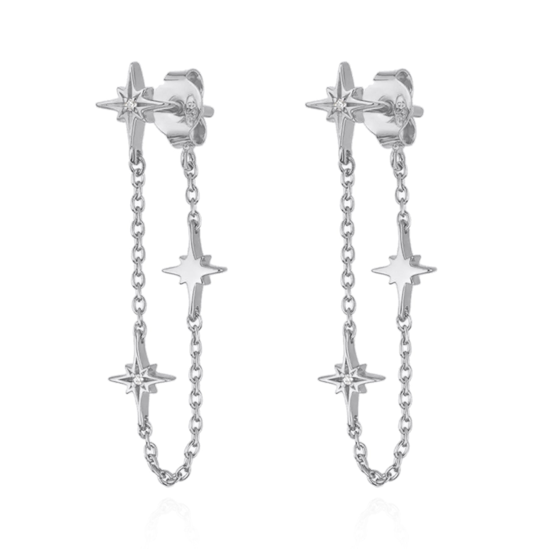 Women’s Savannah Star Drop Chain Earrings Sterling Silver Luna Charles