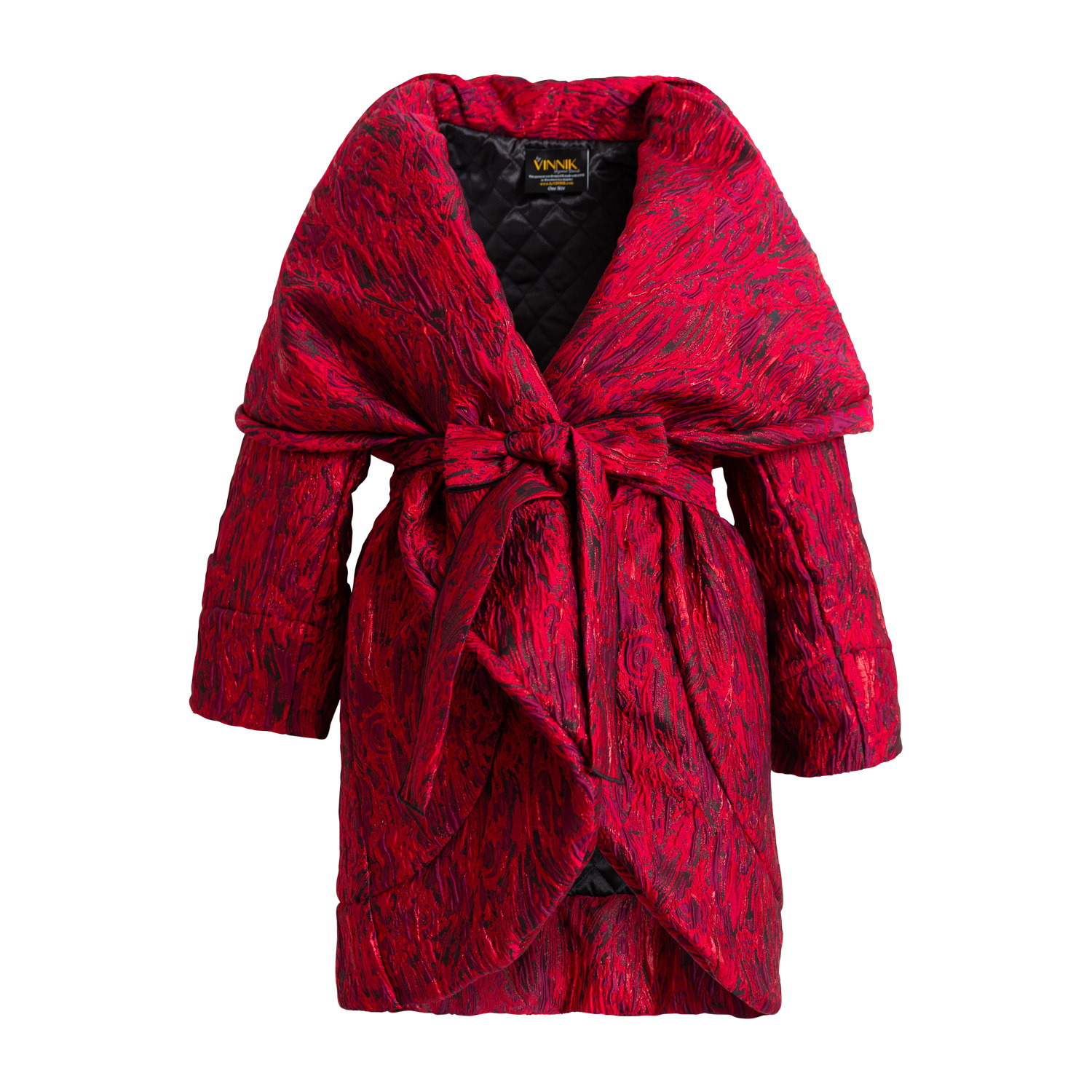 Women’s Pink / Purple / Red Jacquard Quilted Cocoon Coat - La Fiamma M/L Byvinnik