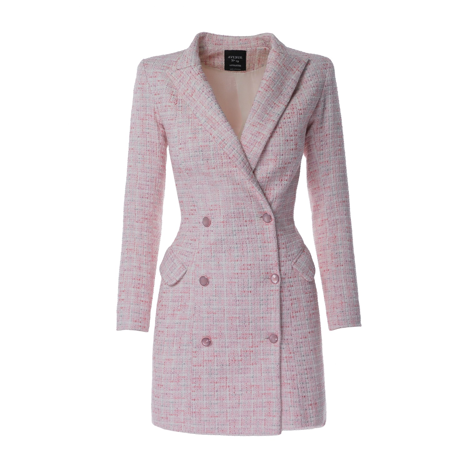 pink tweed blazer dress Two Piece Tweed Mini Dress With Cropped Jacket 49803