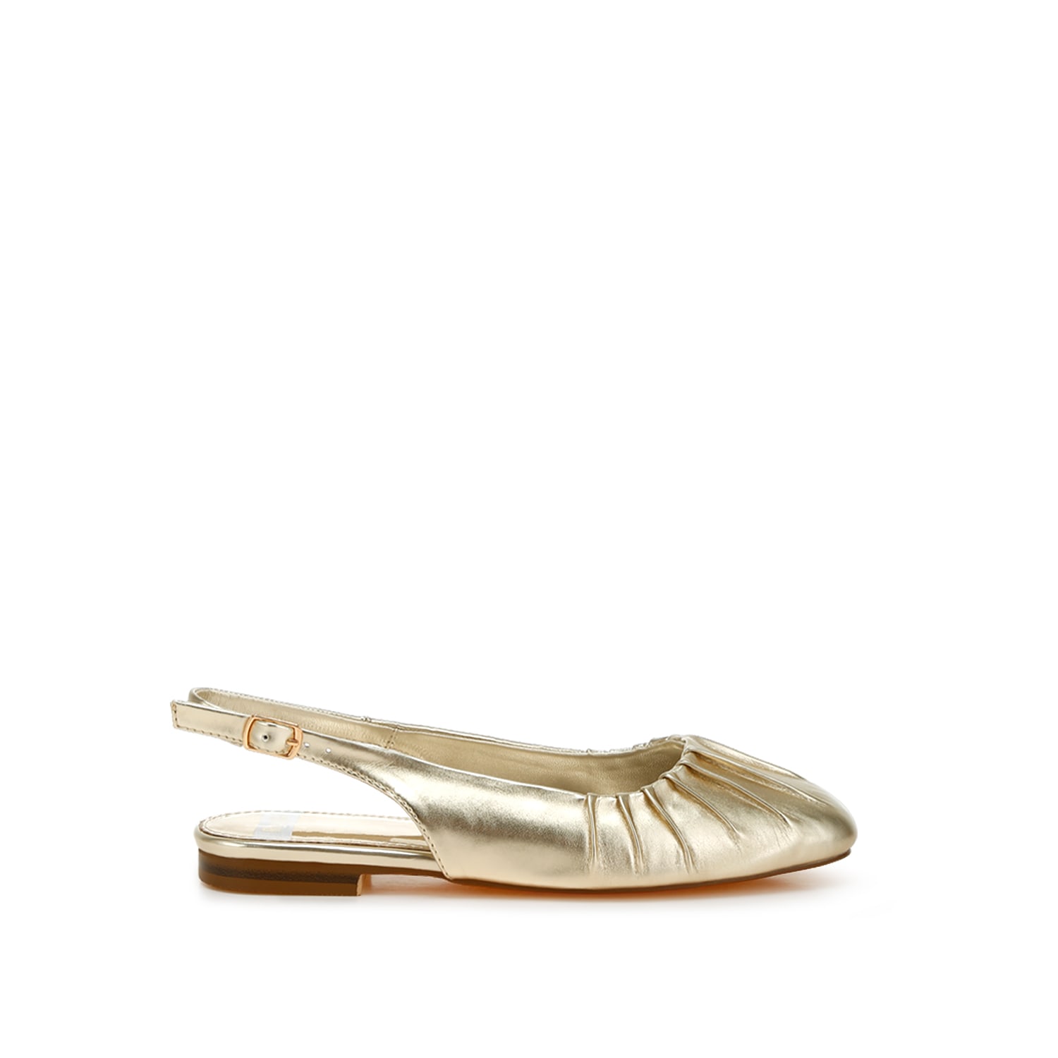 Rag & Co Women's Berni Metallic Square Toe Flat Slingbacks In Gold By