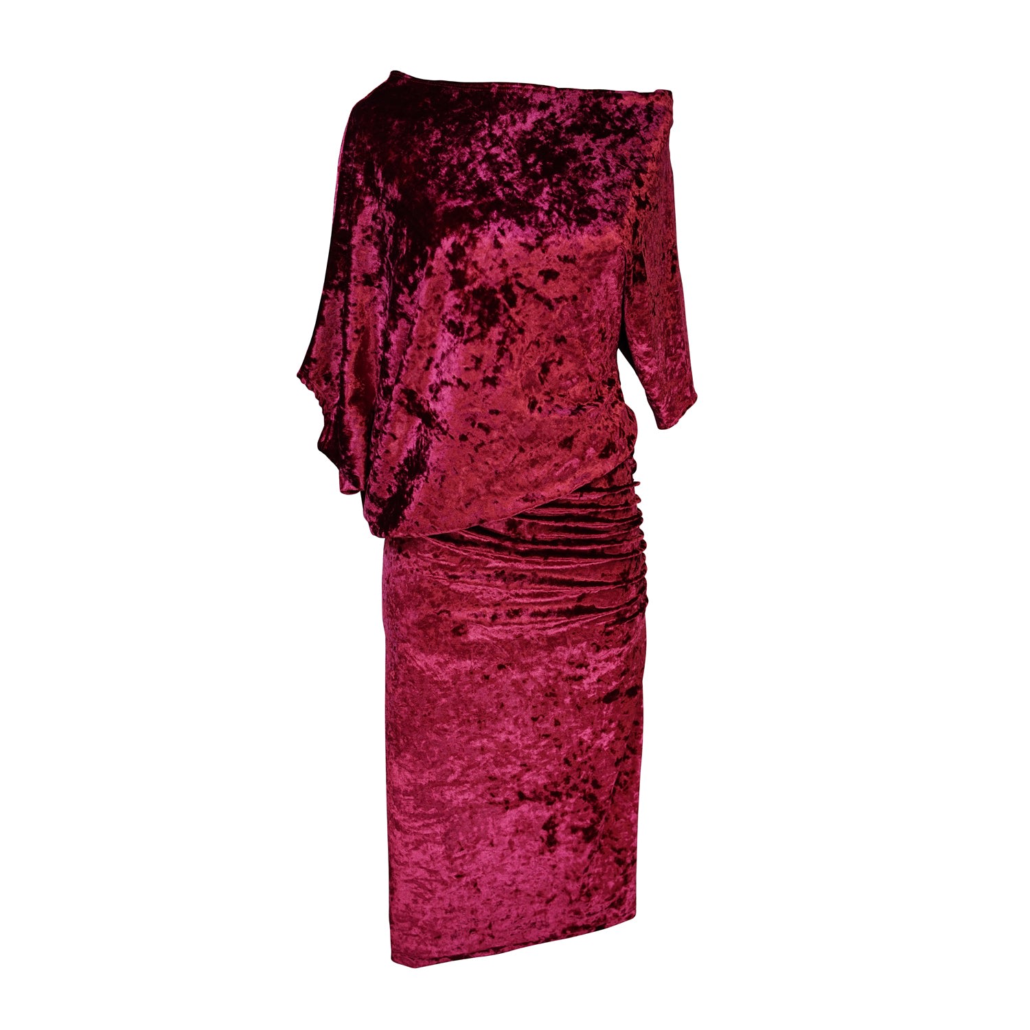 Women’s Bordeaux Crushed Velvet Angle Dress Large Jennafer Grace