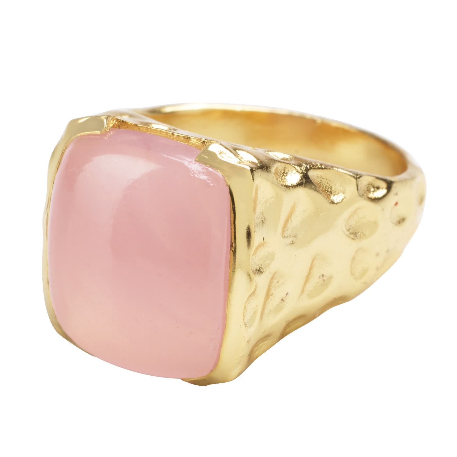 Women’s Gold / Pink / Purple ’Happy’ Rose Quartz Gemstone Gold Ring Yaa Yaa London