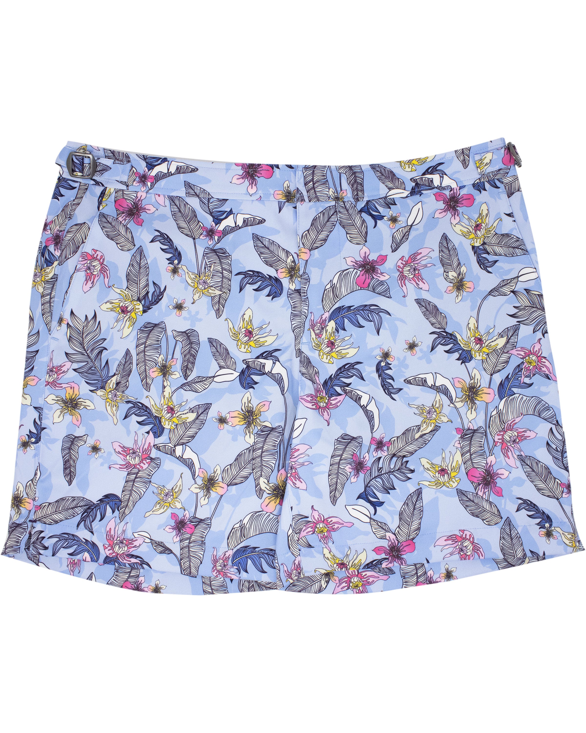 Men’s Pool Falling Flowers Swim Short - Blue 34" Lords of Harlech