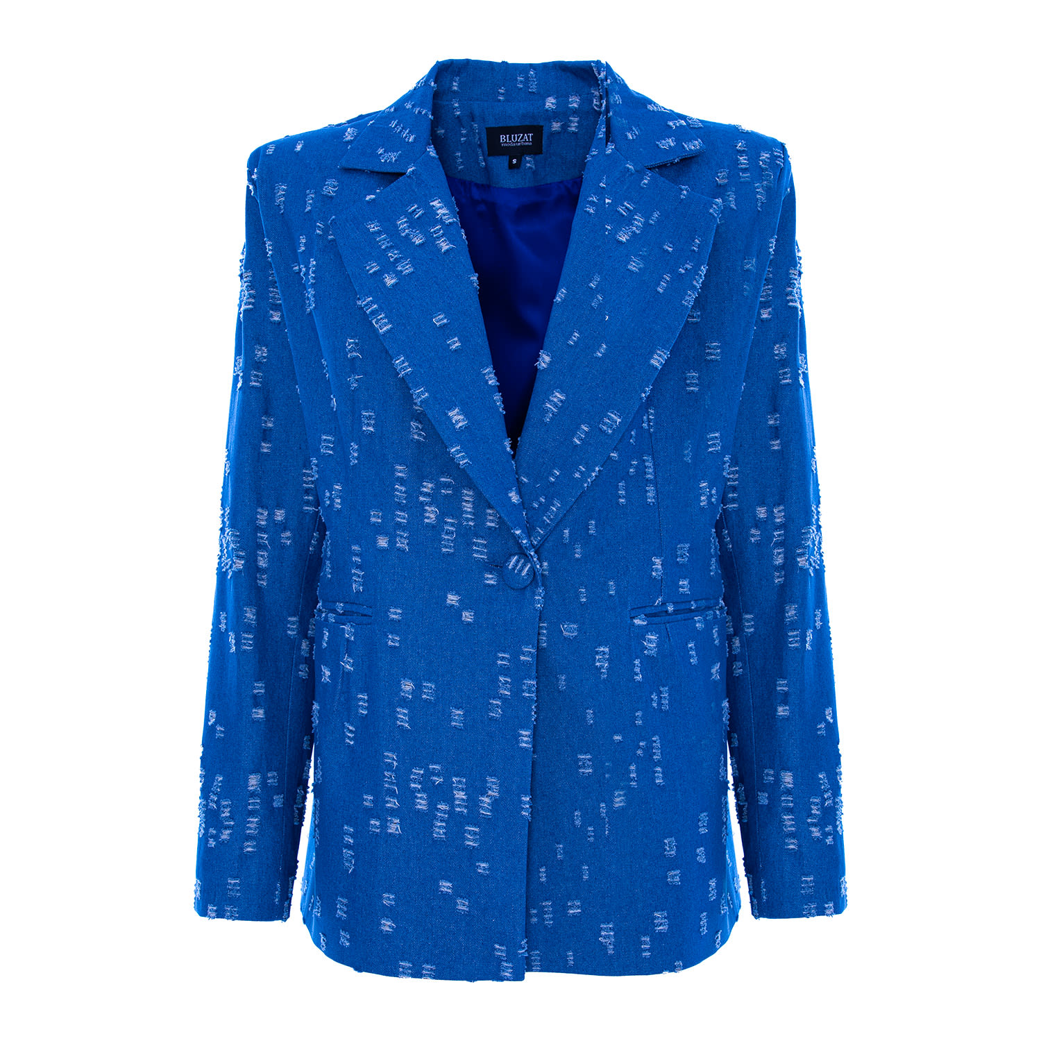 Bluzat Women's Blue Denim Oversized Blazer In Blue