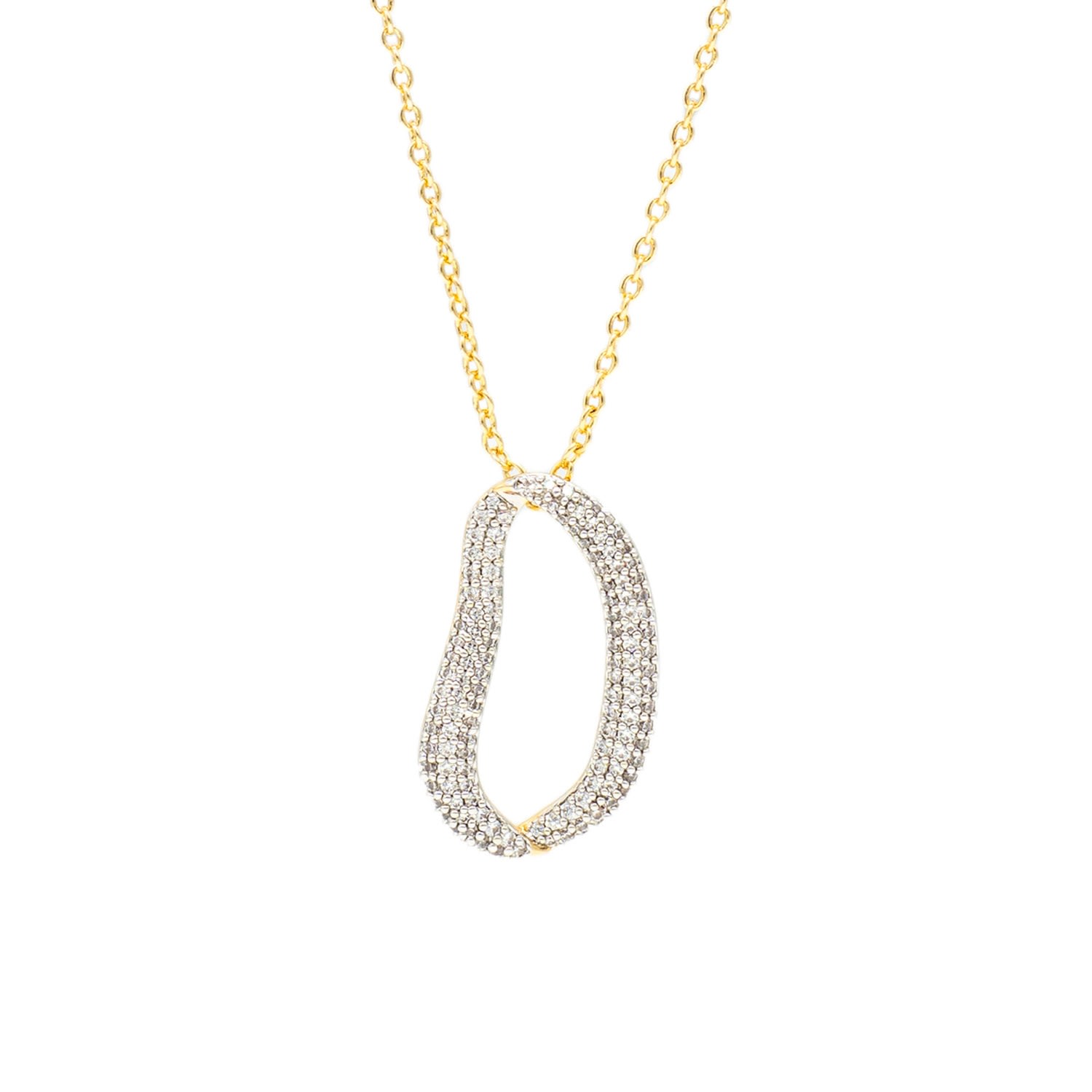 Women’s Infinity Gold Pav Diamond Irregular Hoop Pendant Necklace Classicharms