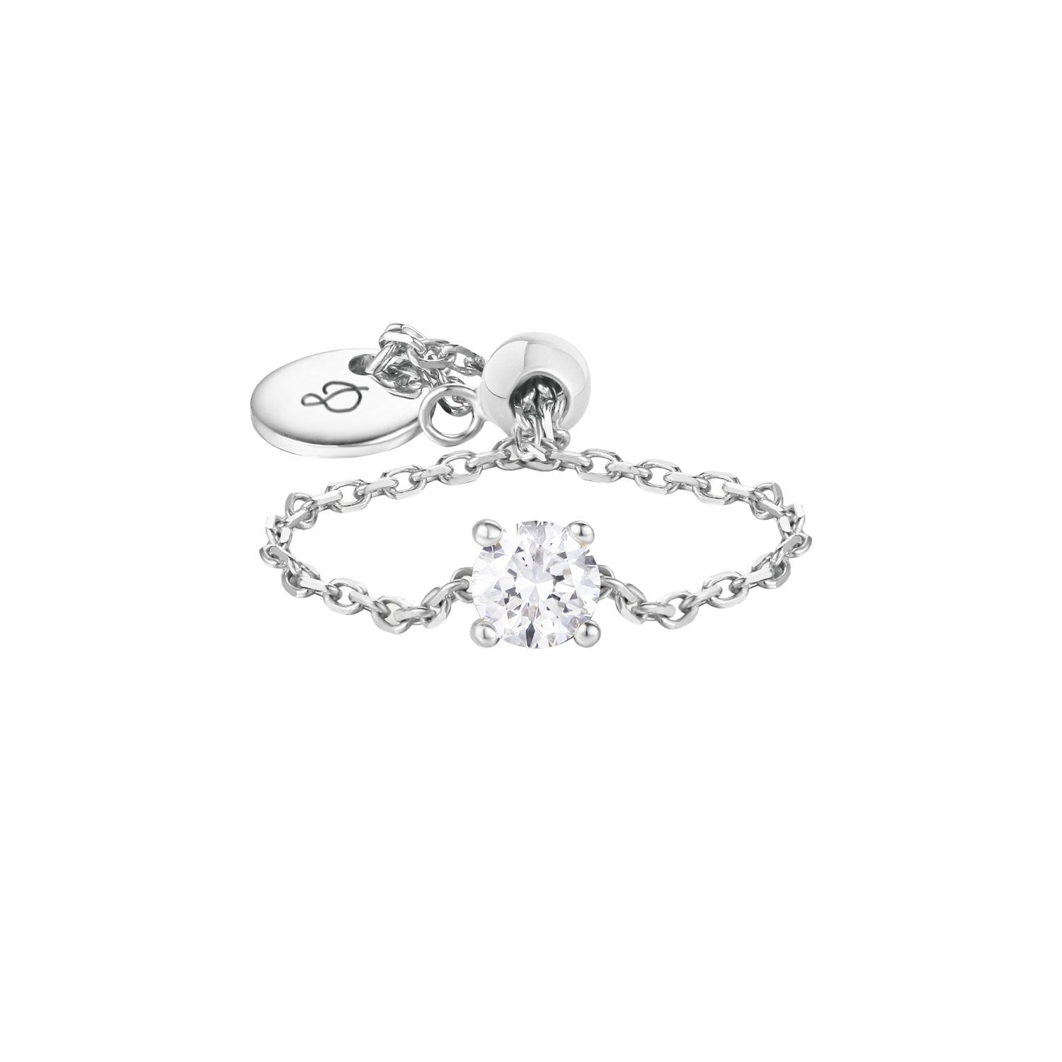 Dyamka Women's Diamond Chain Ring White Gold In Metallic