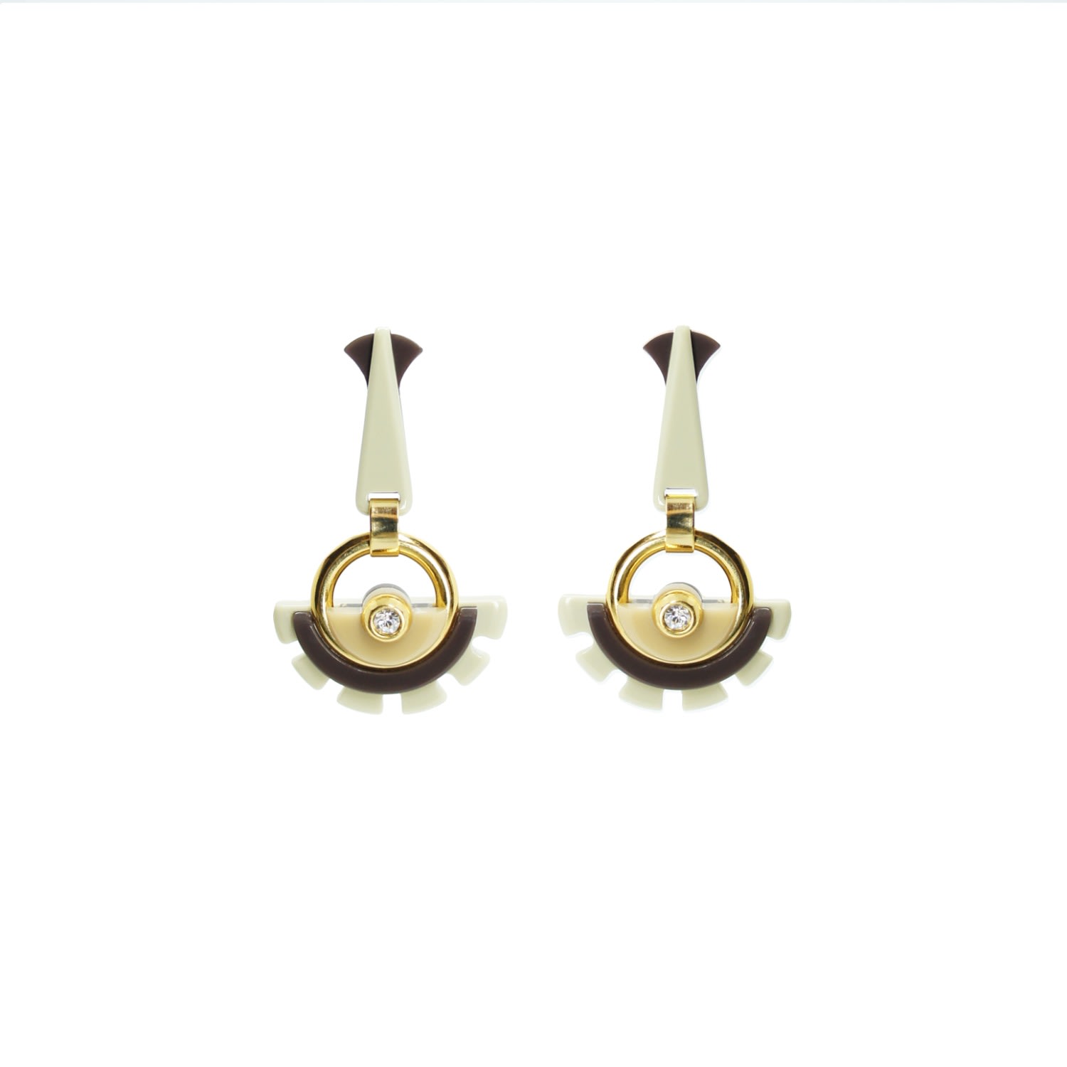 Gissa Bicalho Women's Neutrals Acrylic Handmade Earring Indaiá Kahki In Gold