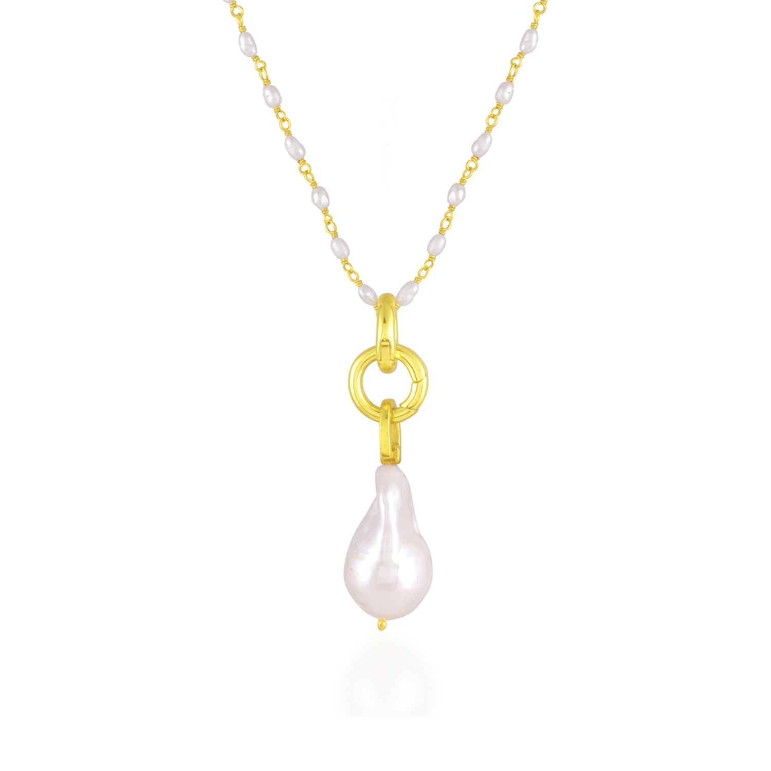 Women’s Baroque Pearl Charm Beaded Necklace Gold Vermeil Arvino