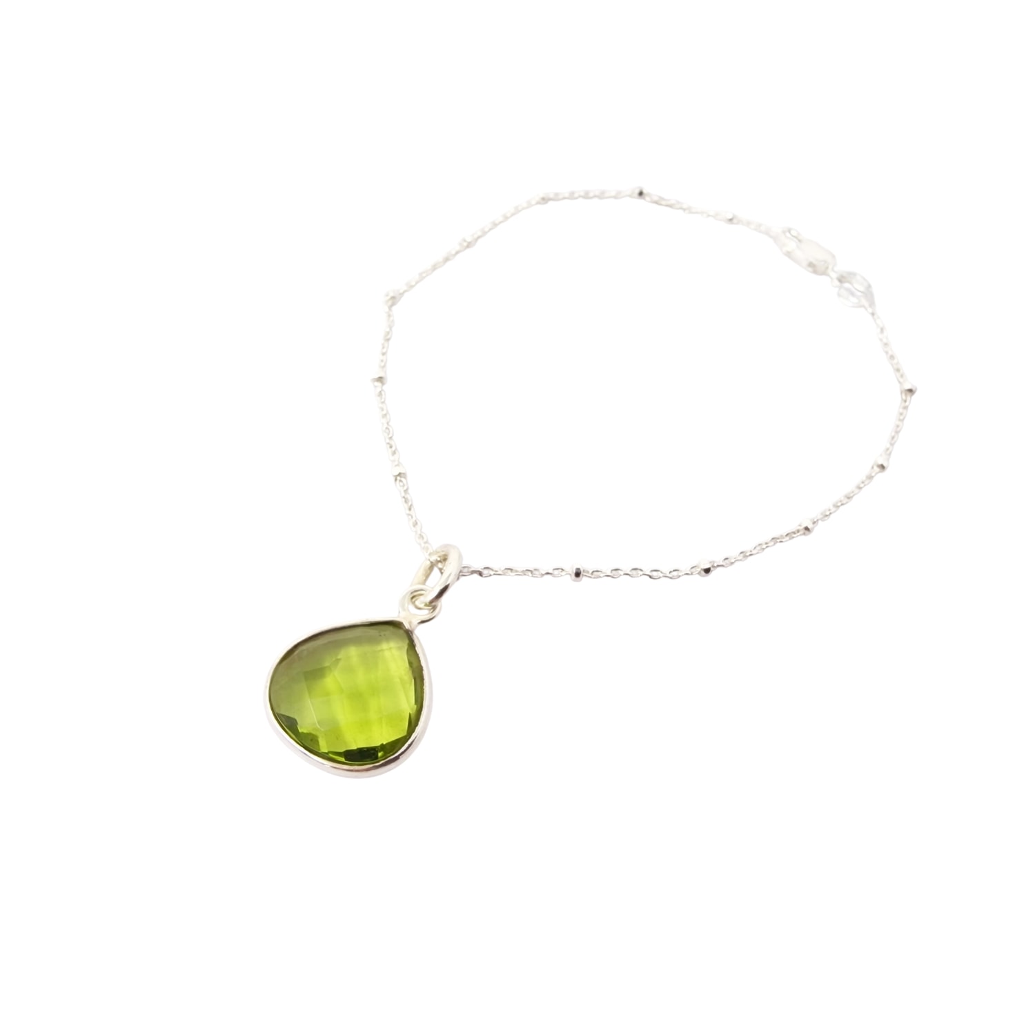 Harfi Women's Green / Silver Peridot August Birthstone Shiny Silver Bracelet In Multi