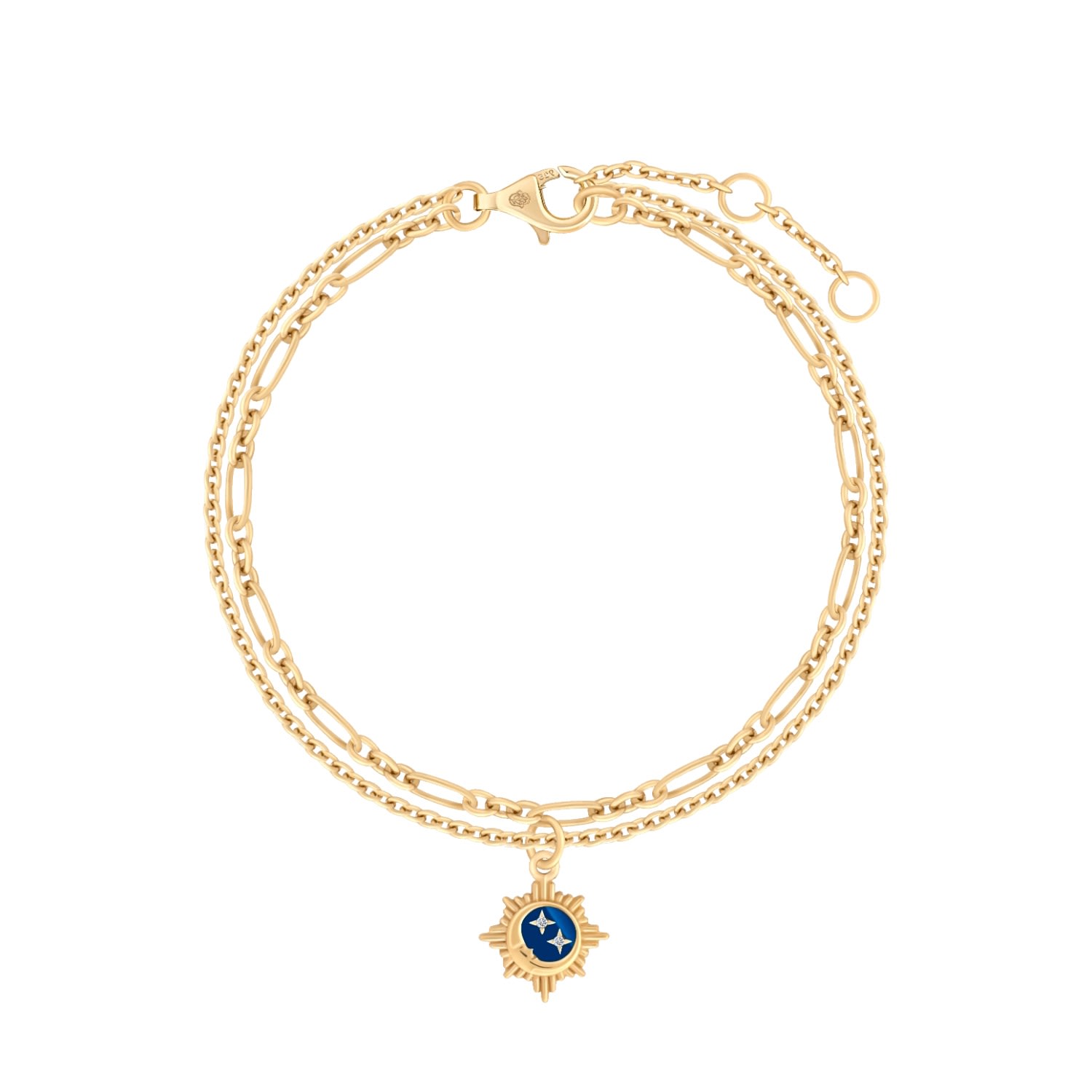 Karma And Luck Women's Uplifting Reflection Gold Moon & Stars Gold Bracelet In Gold