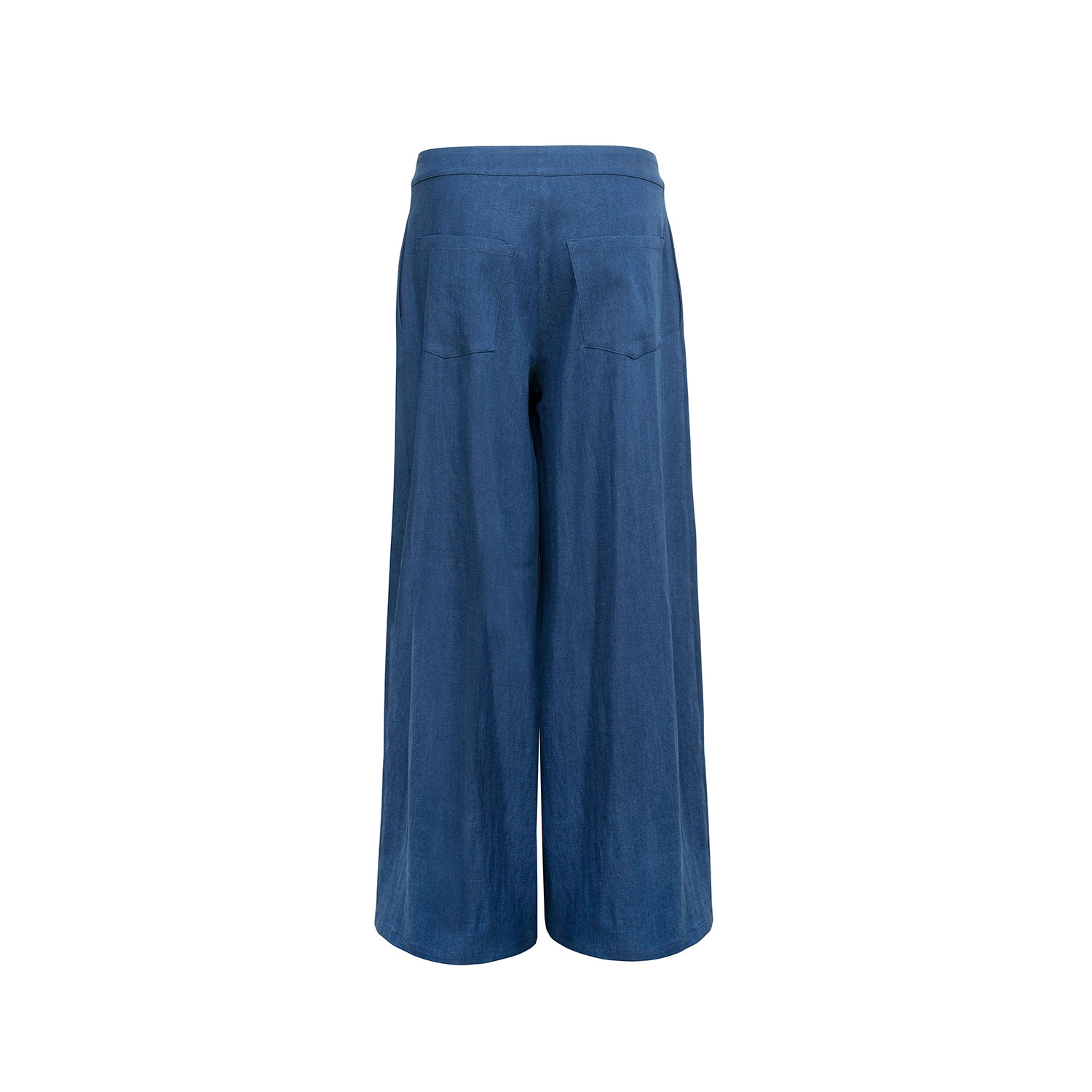 Audrey Vallens Women's Blue Denim Affair Wide Leg Pants In Blue