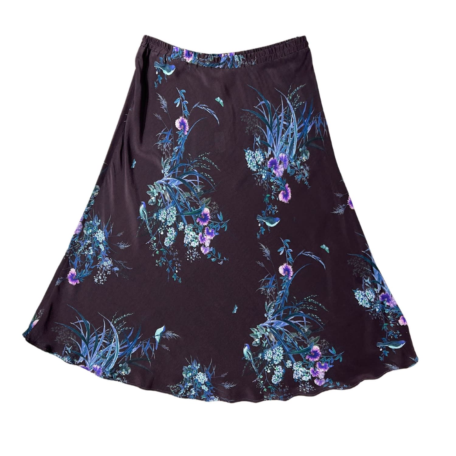 Lindsay Nicholas New York Women's Duchess Skirt In Plum Bird Fleur Silk In Purple