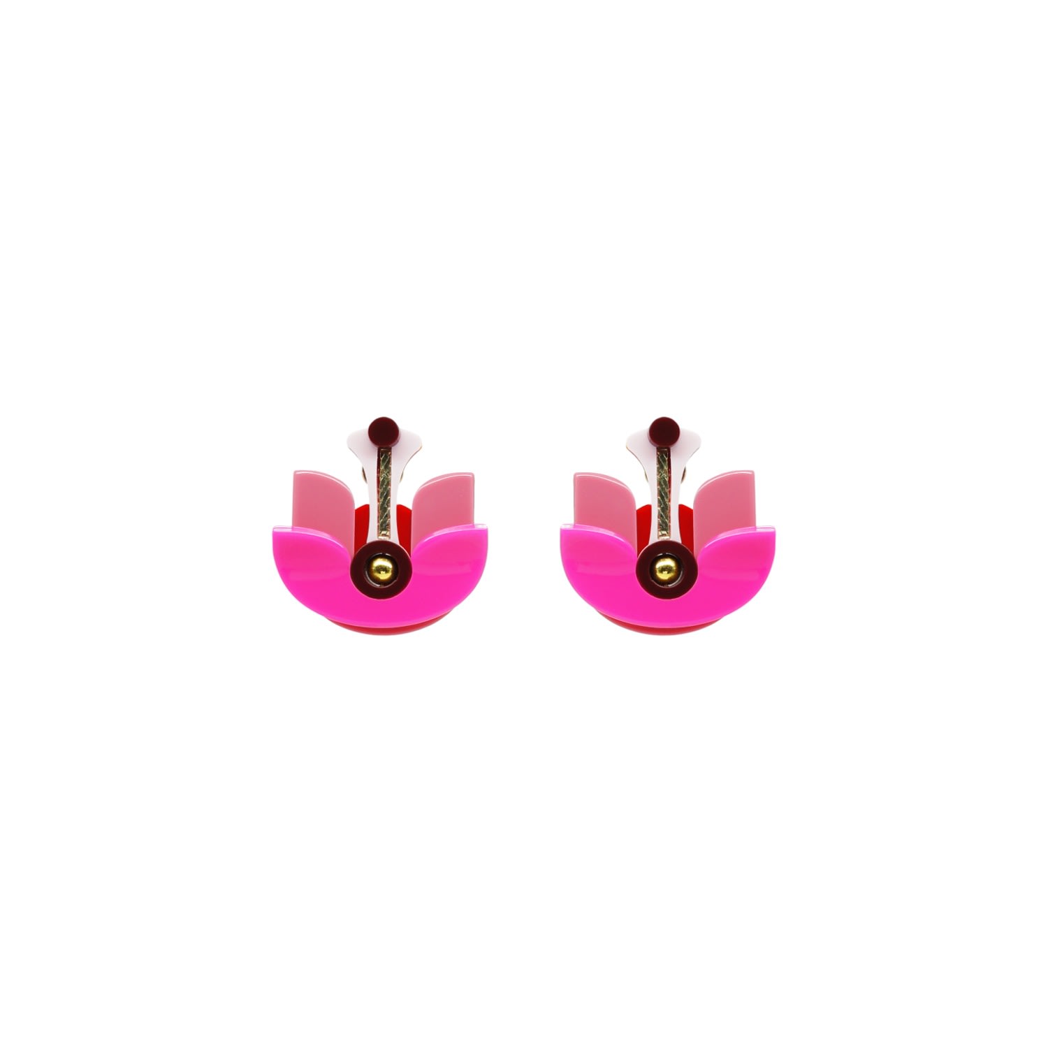 Gissa Bicalho Women's Pink / Purple Handmade Acrylic Earring Short Lotus Flower - Pink In Pink