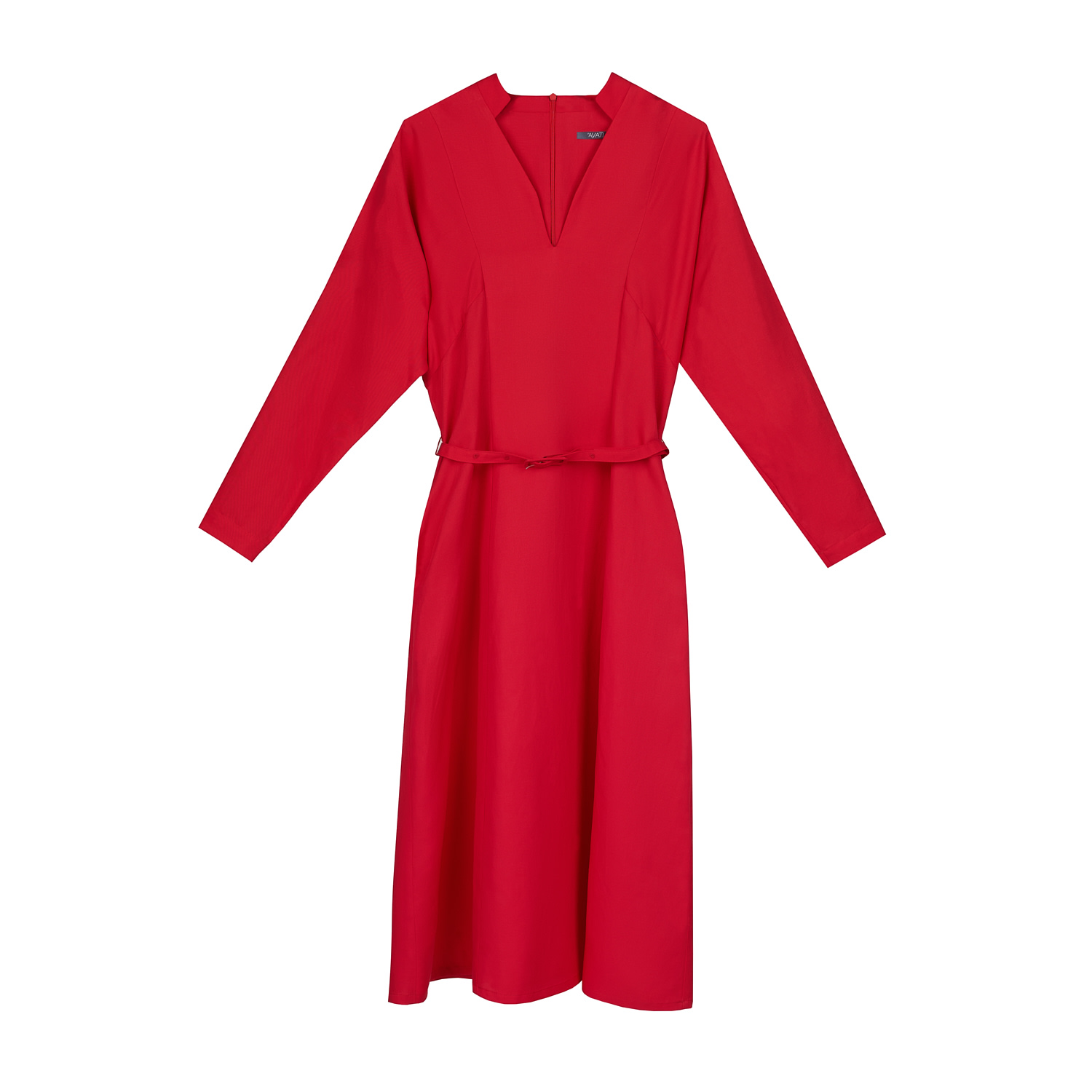 Inavati Women's Elegant Red Dress With Belt