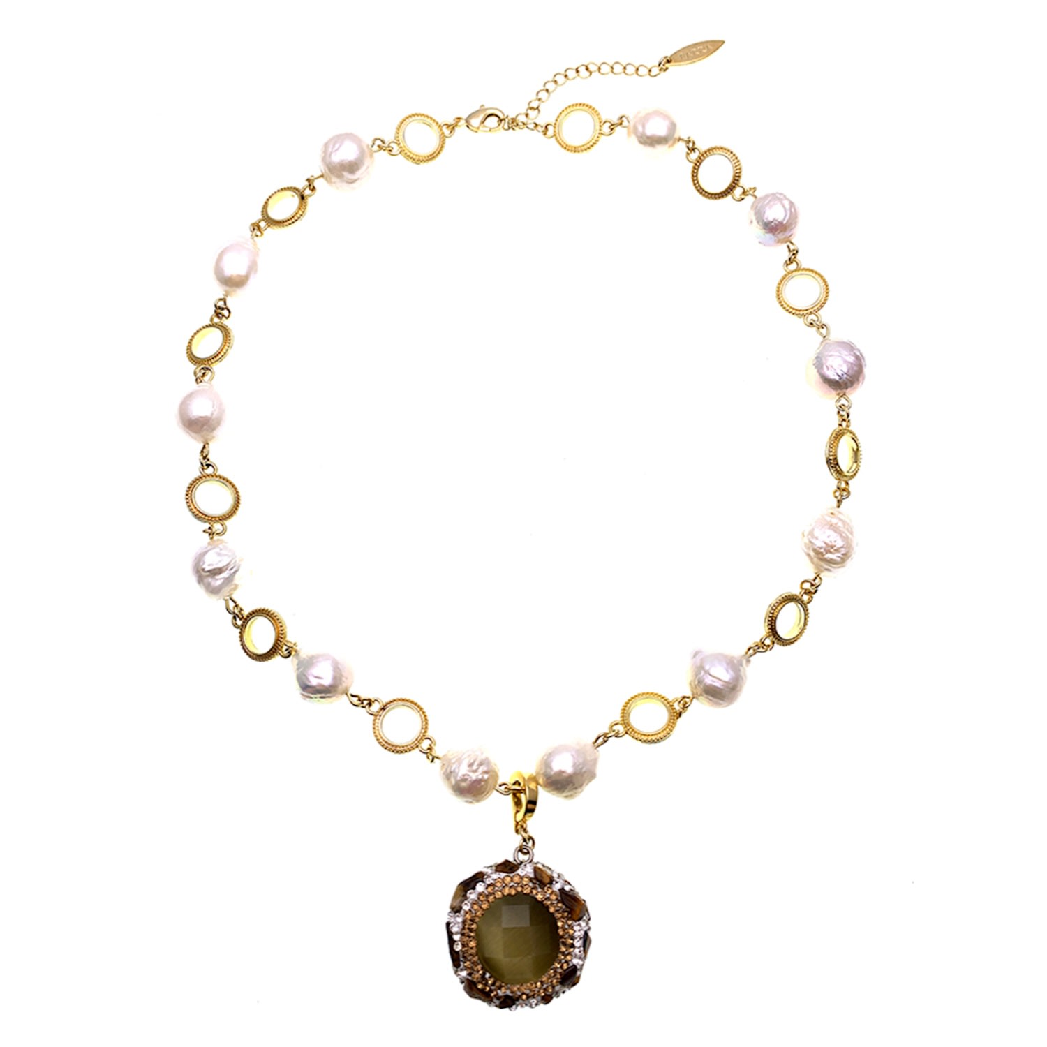 Farra Women's White Irregular Freshwater Pearls With Removable Charm Necklace