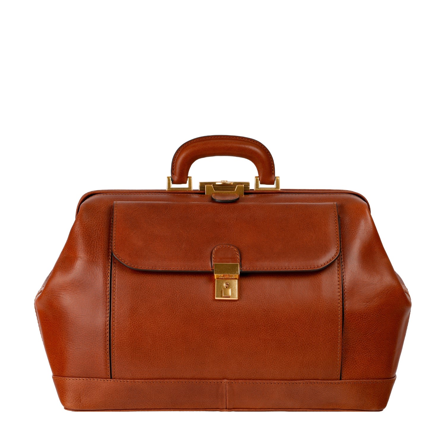 Time Resistance Italian Cognac Brown Leather Doctor Bag For Women - Hamlet In Brown