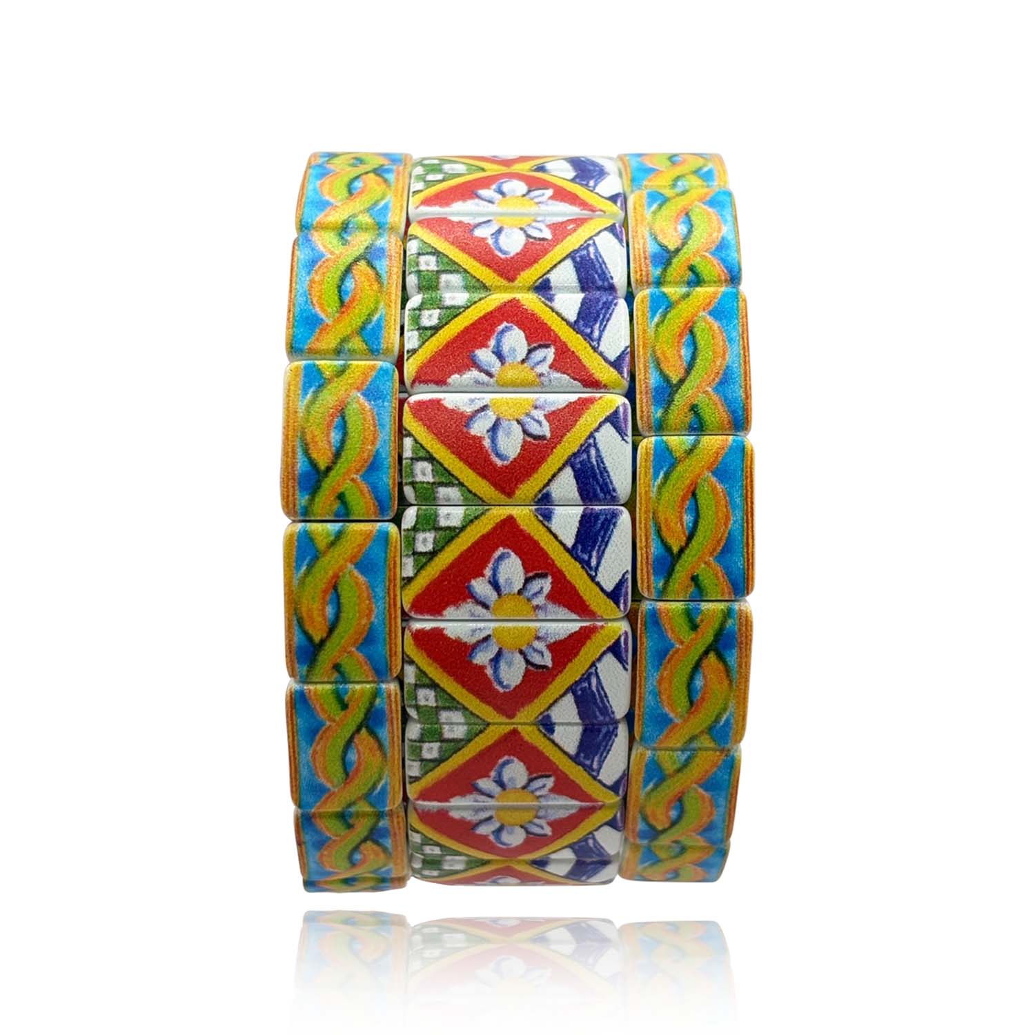 Michael Nash Jewelry Women's Blue / Green Florentine Design Multi Color Stretch Braclet Set