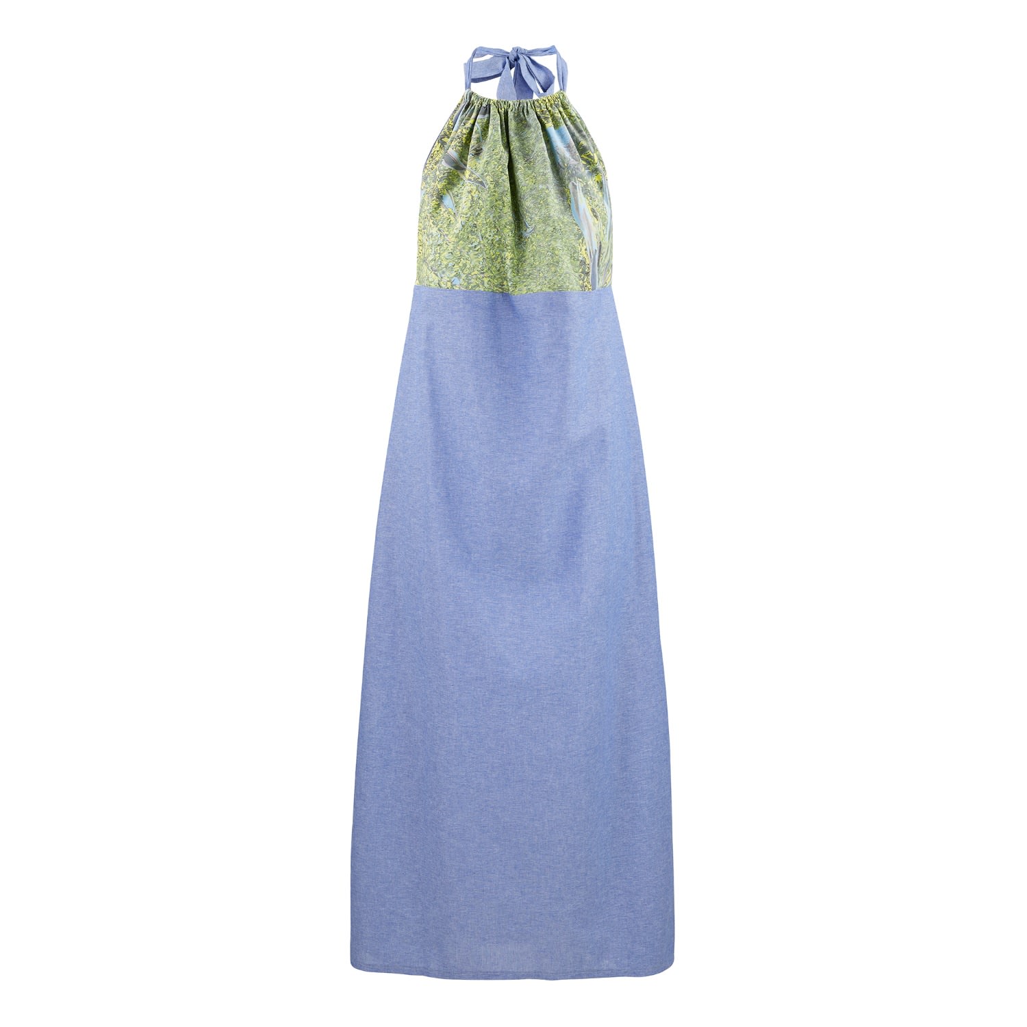 Women’s Blue Tallulah Halter Maxi Dress In Cotton One Size Cocoove