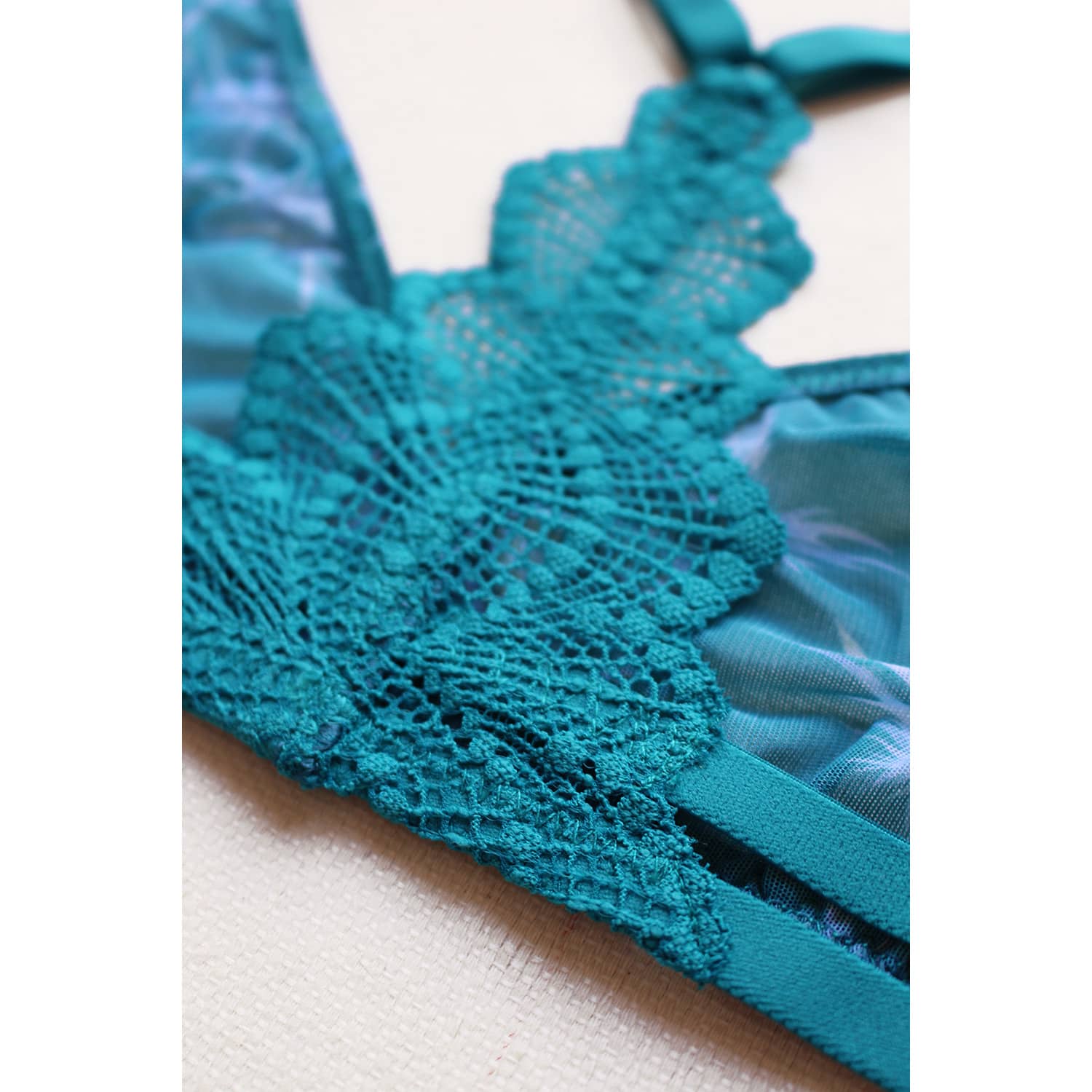 Sheer Teal Thistle Bralette, LIMITED EDITION, Luciela