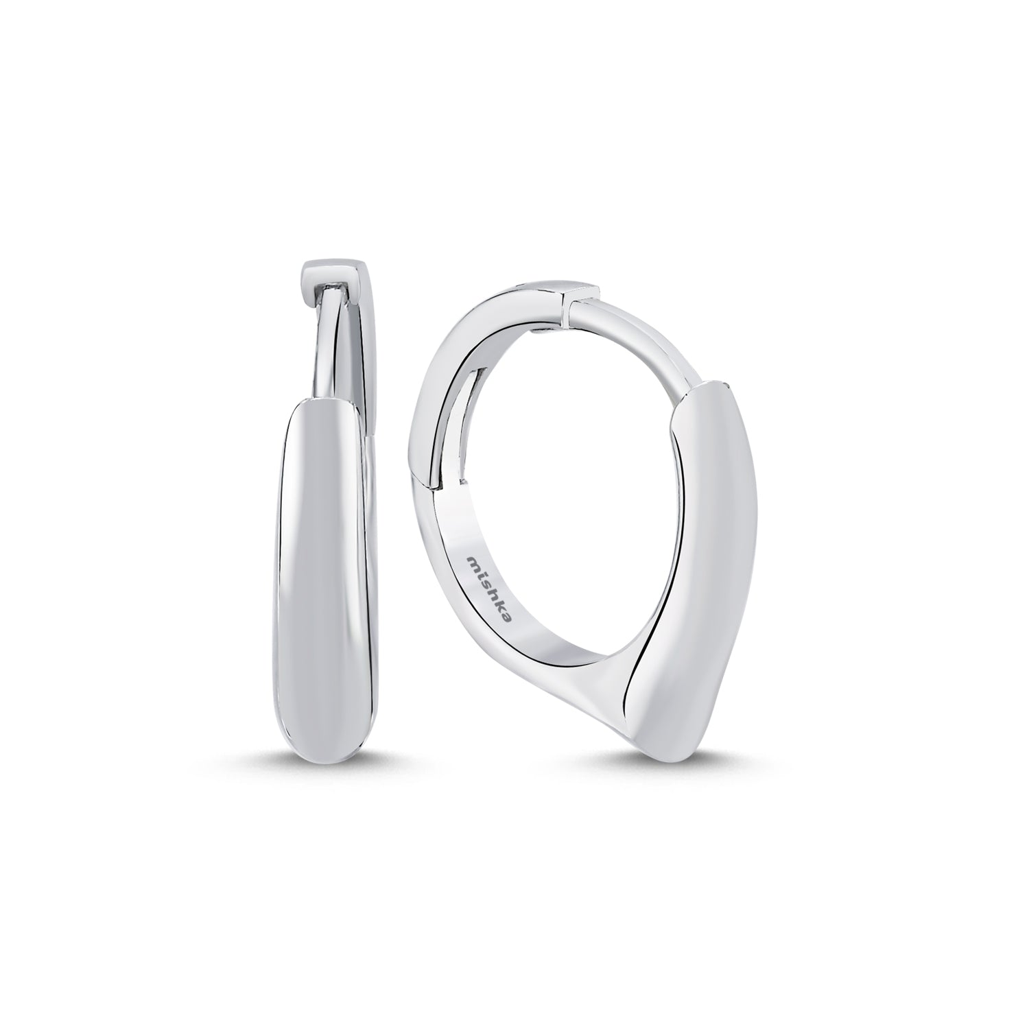 Mishka Women's Silver Simple Edge Angular Hoop Earrings
