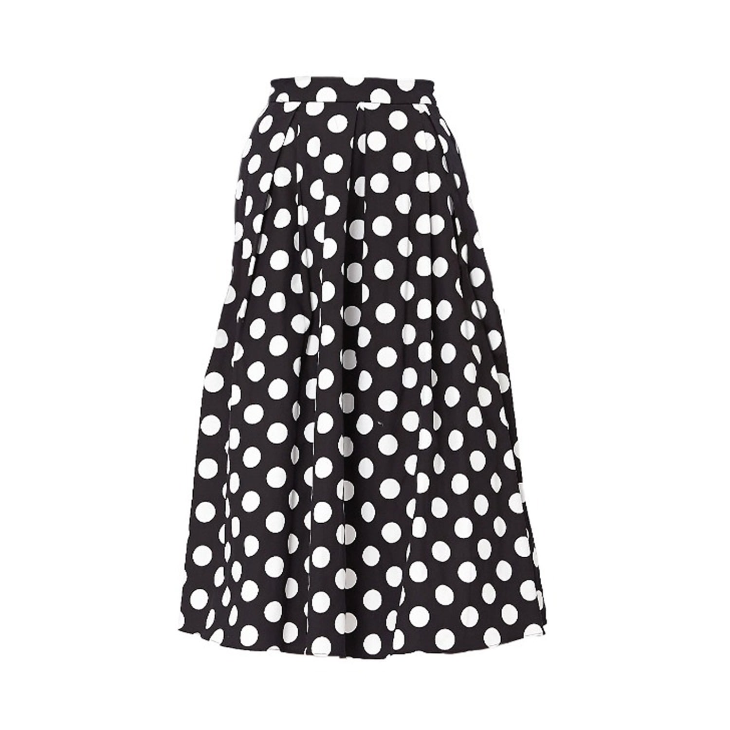 Smart And Joy Women's Flared Macro Polka Dots Skirt - Black In Black