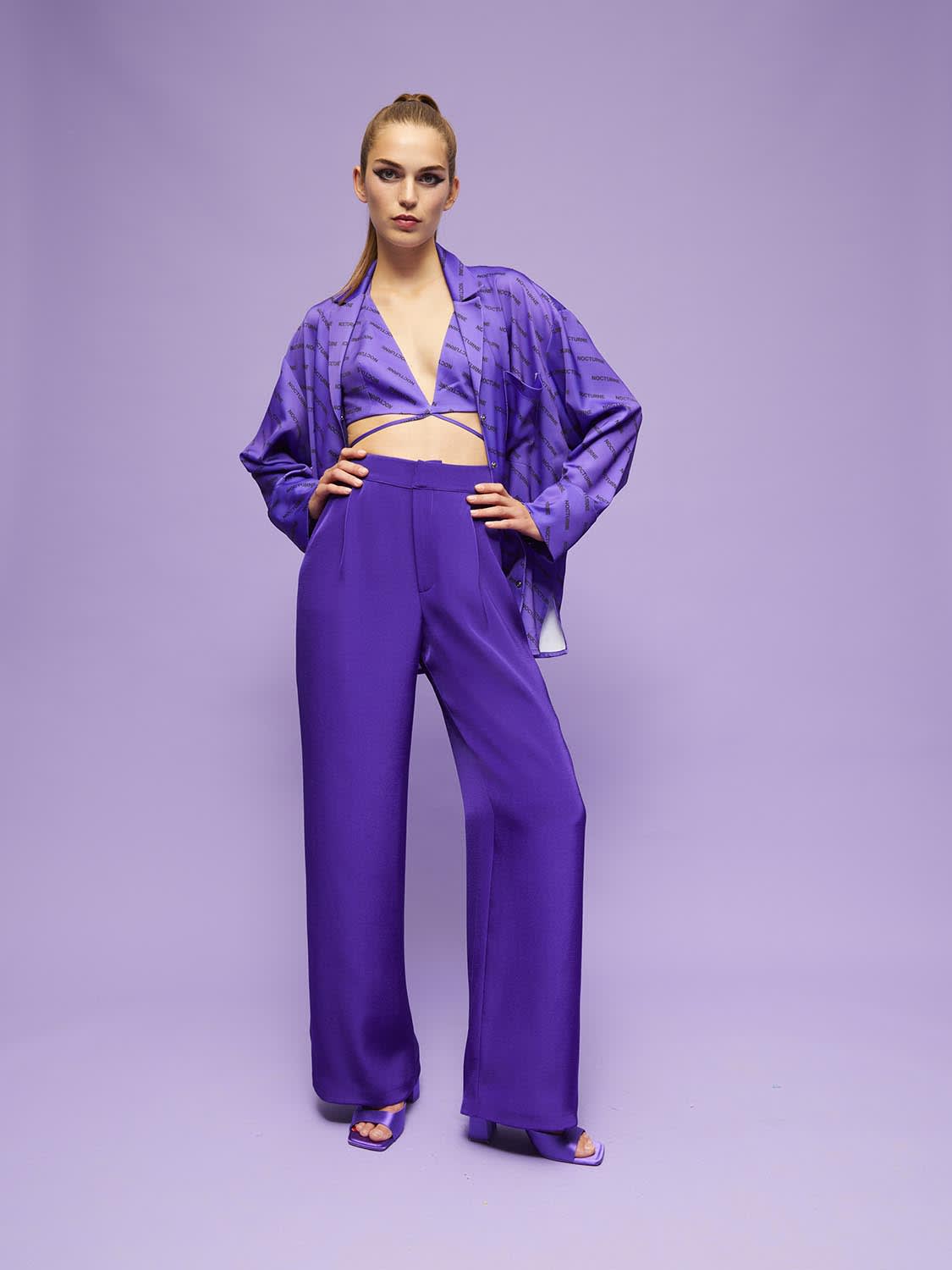 Phase Eight Azylnn Purple Wide Leg Trousers, Purple, 8