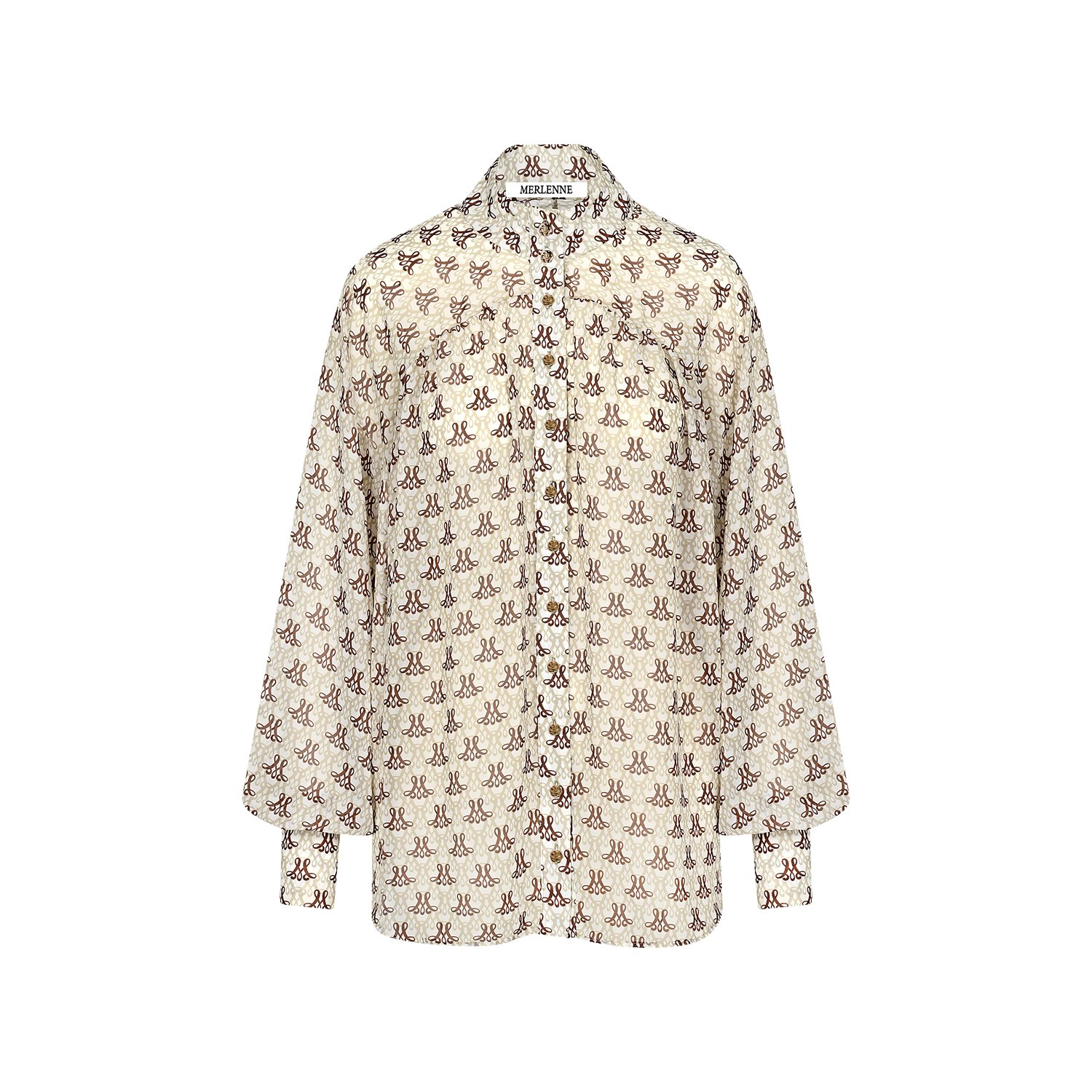 Merlenne Women's Brown / Neutrals Monogram Long Shirt In Beige And Brown Colours