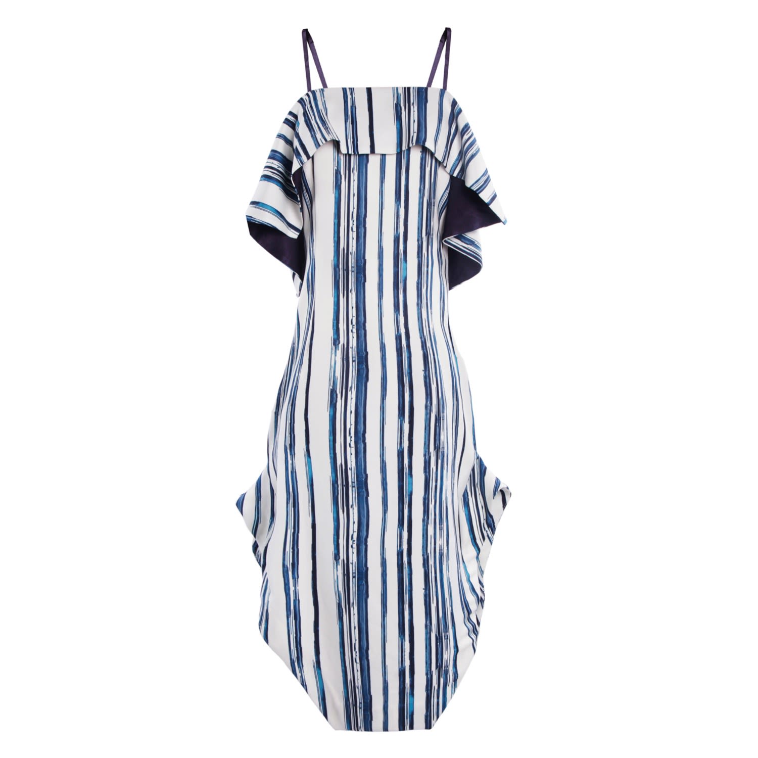 Smart And Joy Women's Blue Stripe Print Cold Shoulder Dress In Blue