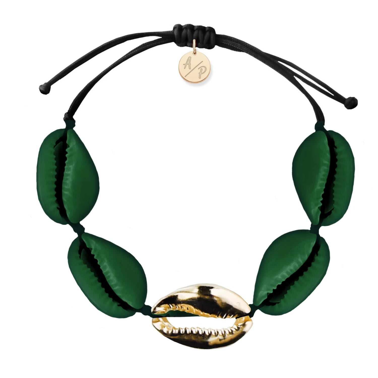 Adriana Pappas Designs Women's Sleek Shells Bracelet Matte Green - Gold Plated In Green